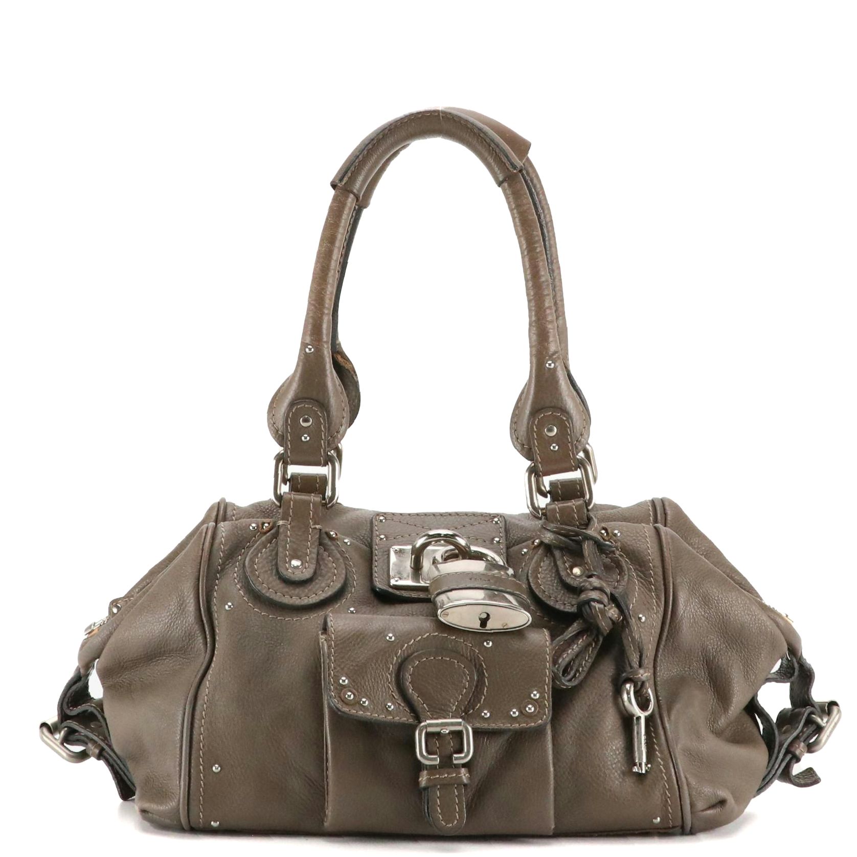 Chloé Paddington Satchel in Grey Taupe Grained Leather