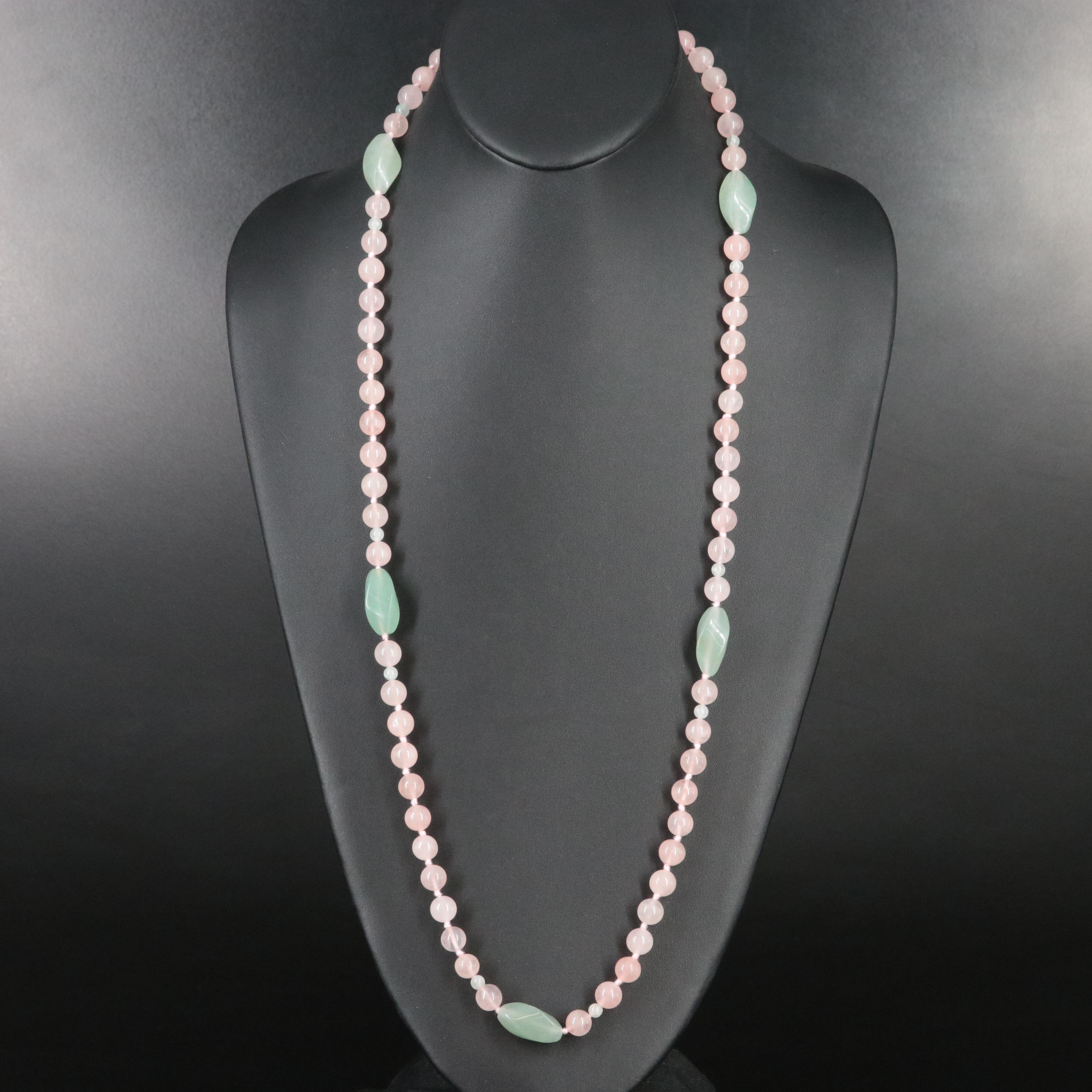 Rose Quartz and Aventurine Bead Necklace