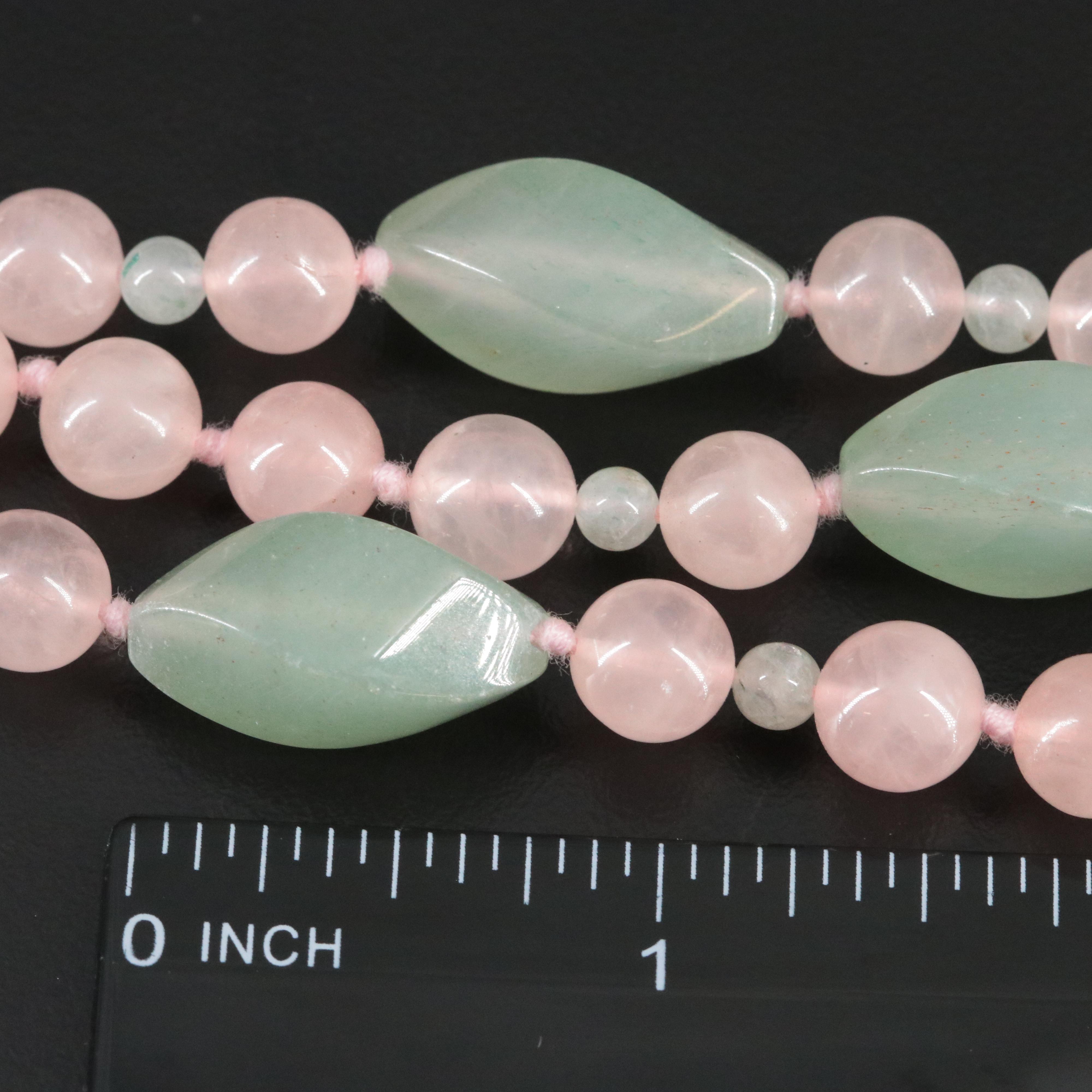 Rose Quartz and Aventurine Bead Necklace