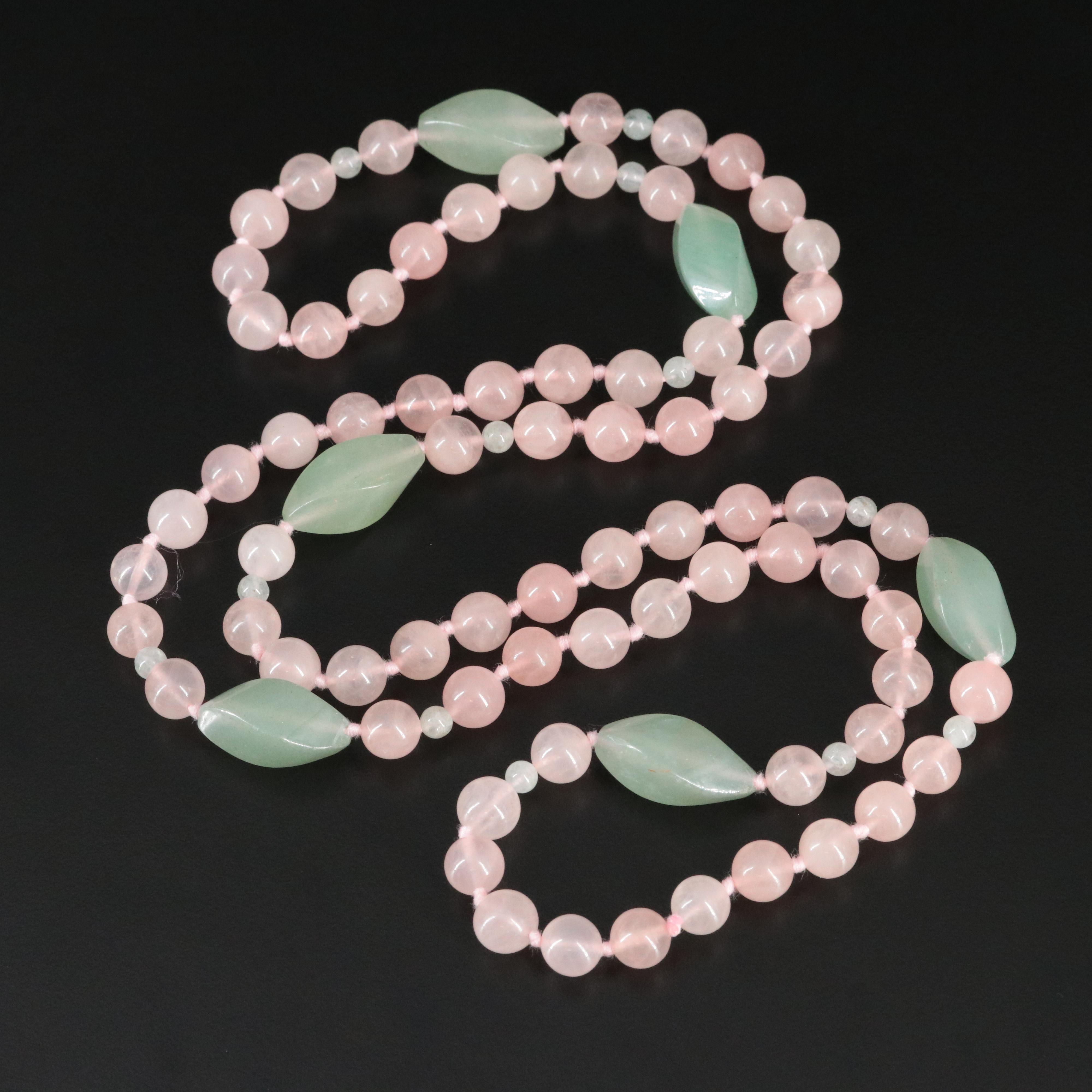 Rose Quartz and Aventurine Bead Necklace