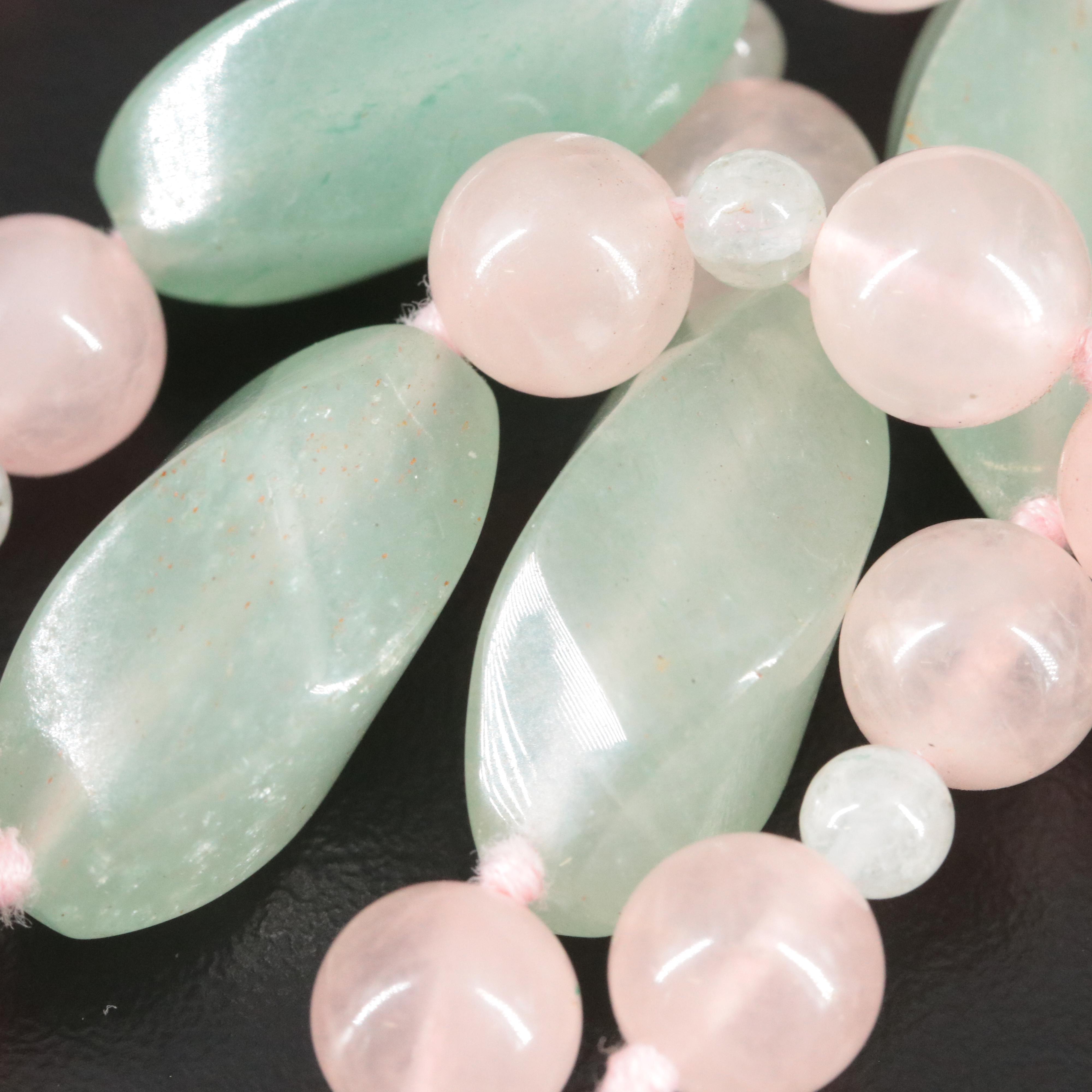 Rose Quartz and Aventurine Bead Necklace