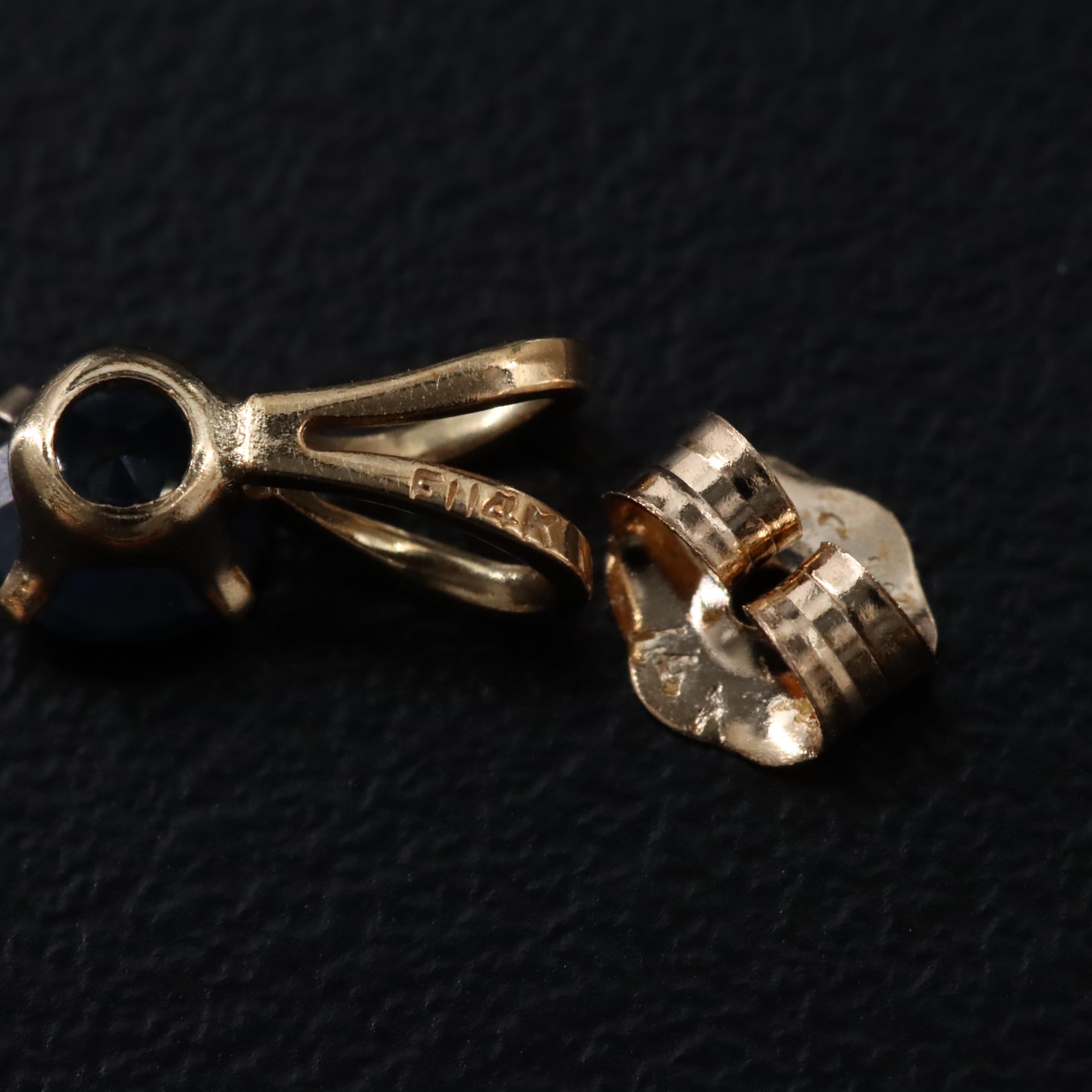 14K Sapphire and Diamond Stud Earrings and Pendant