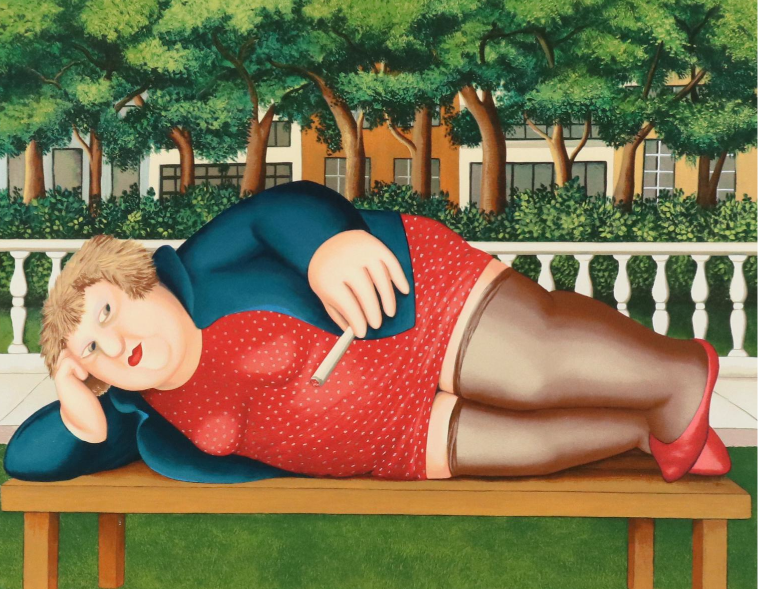 Beryl Cook Serigraph "Bryant Park," 1985