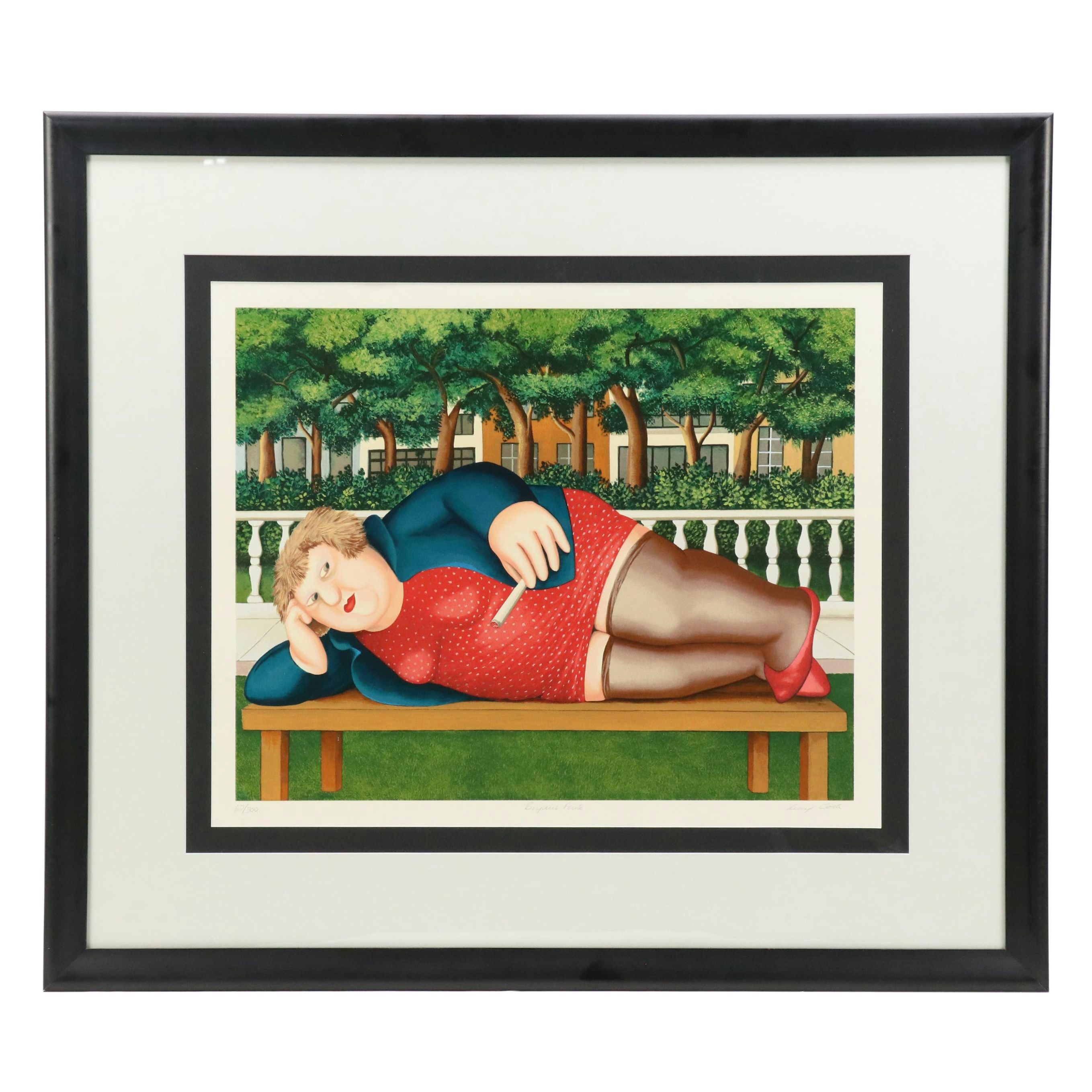 Beryl Cook Serigraph "Bryant Park," 1985