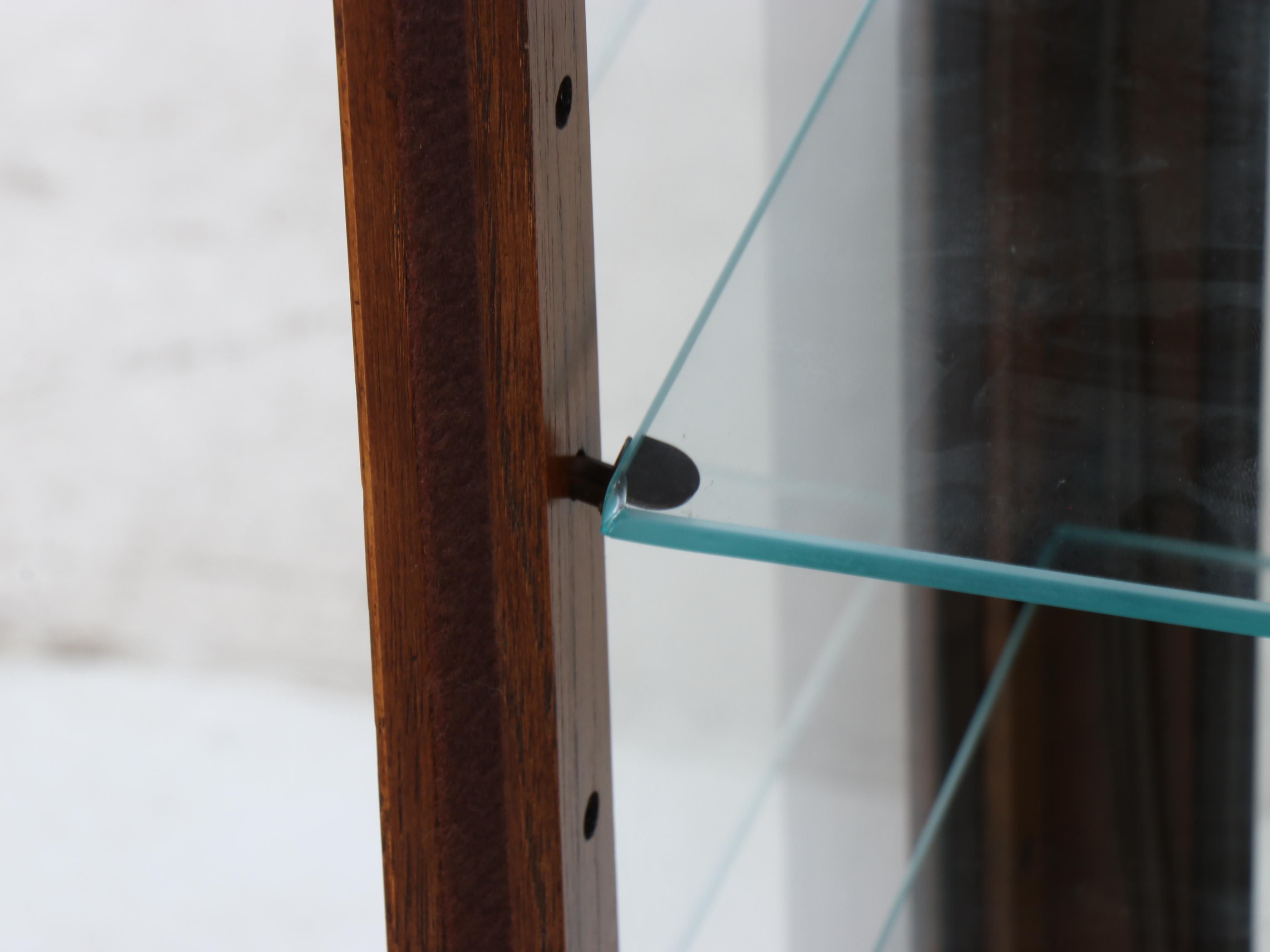 Illuminated Walnut Veneer Beveled Glass Display Cabinet