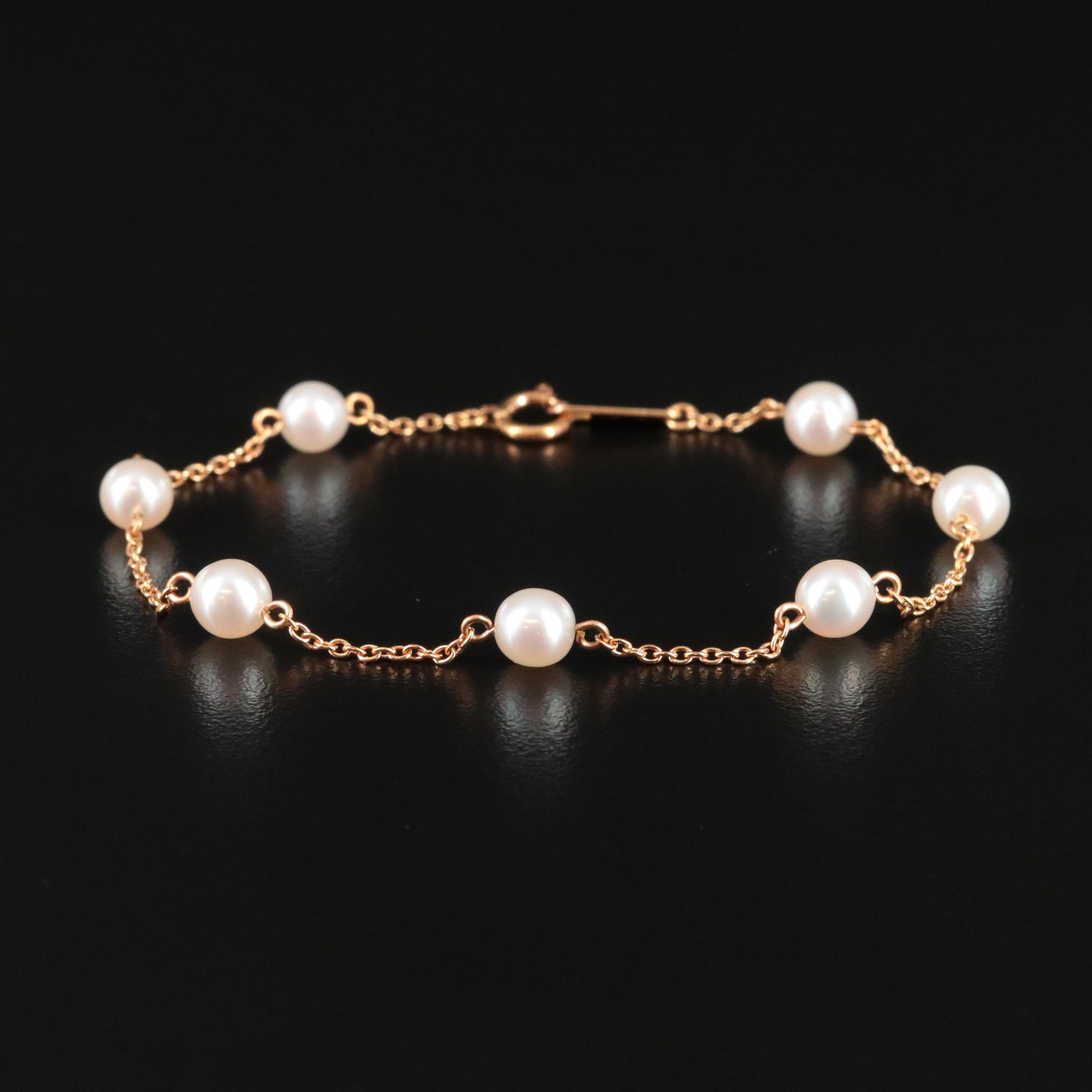 18K Pearl Station Bracelet