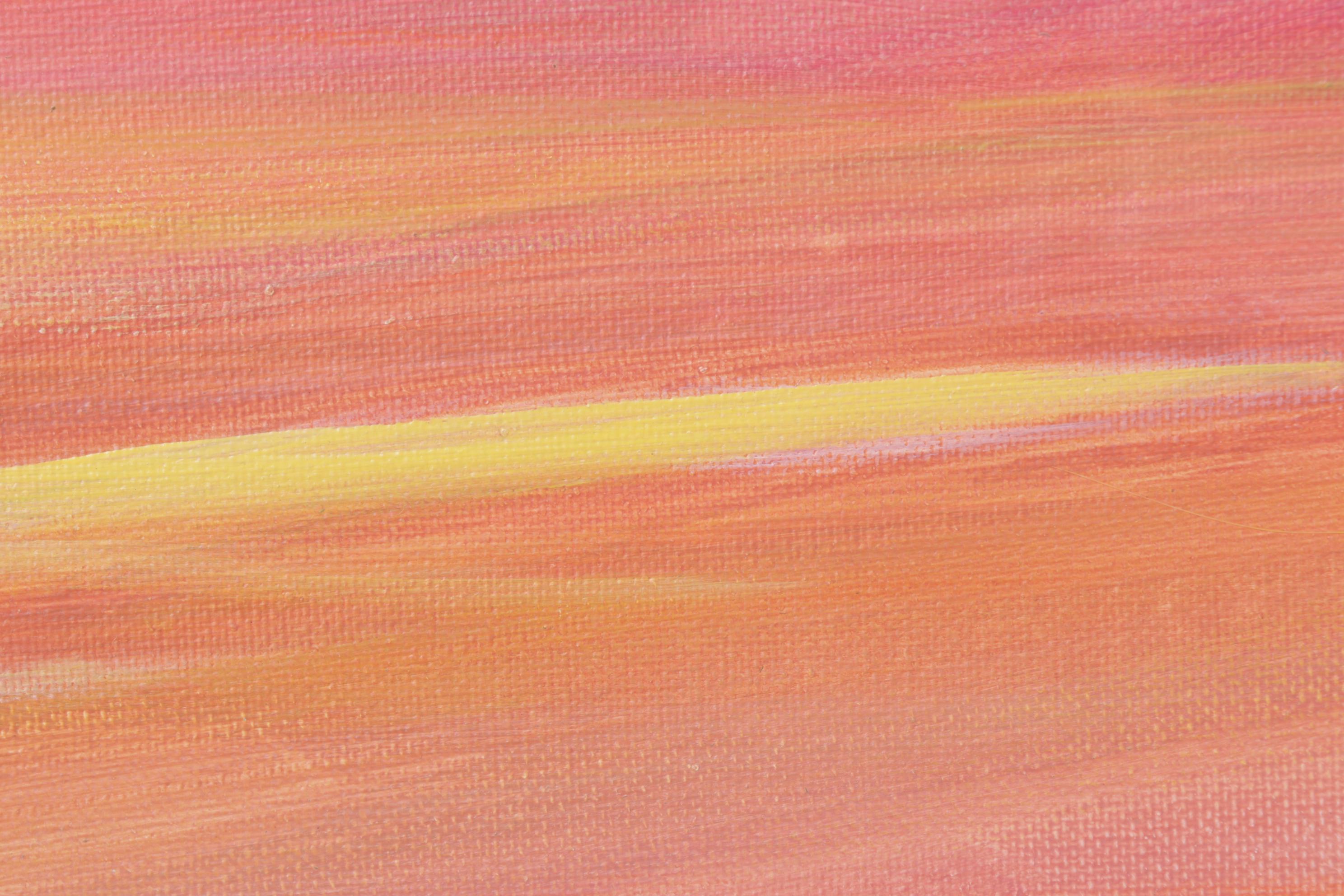 Coastal Landscape Oil Painting of Warm-Toned Beach at Sunset