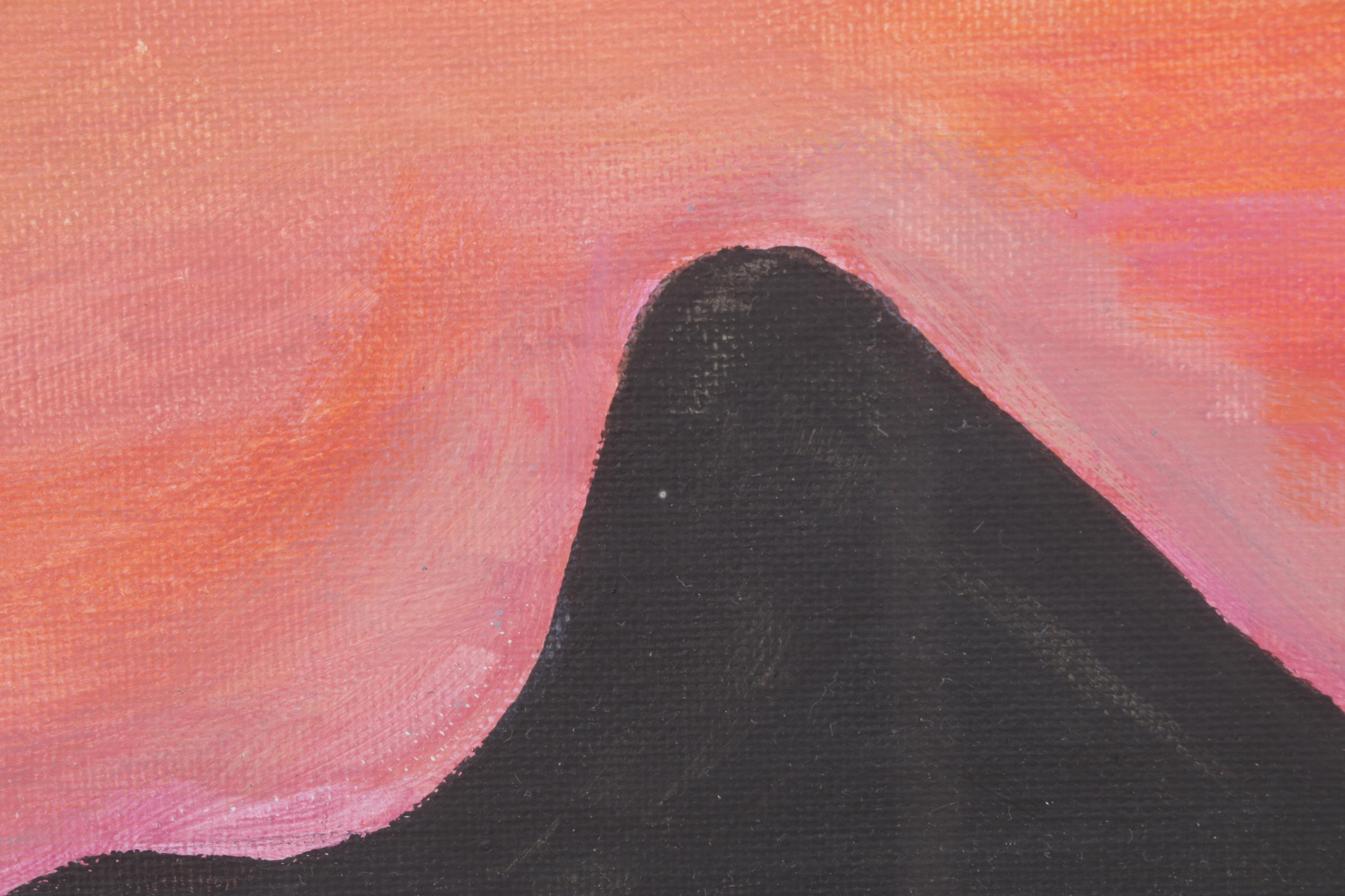 Coastal Landscape Oil Painting of Warm-Toned Beach at Sunset