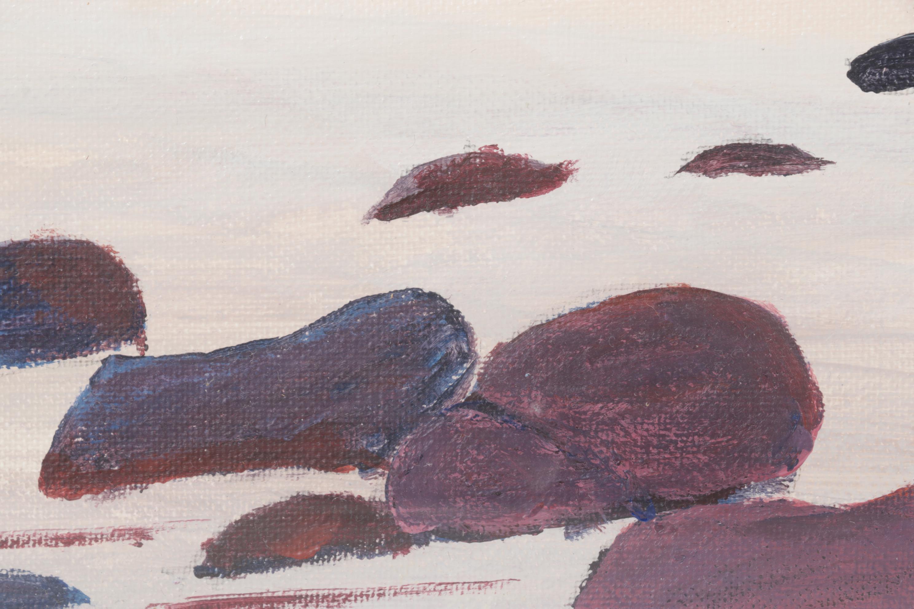 Coastal Landscape Oil Painting of Warm-Toned Beach at Sunset