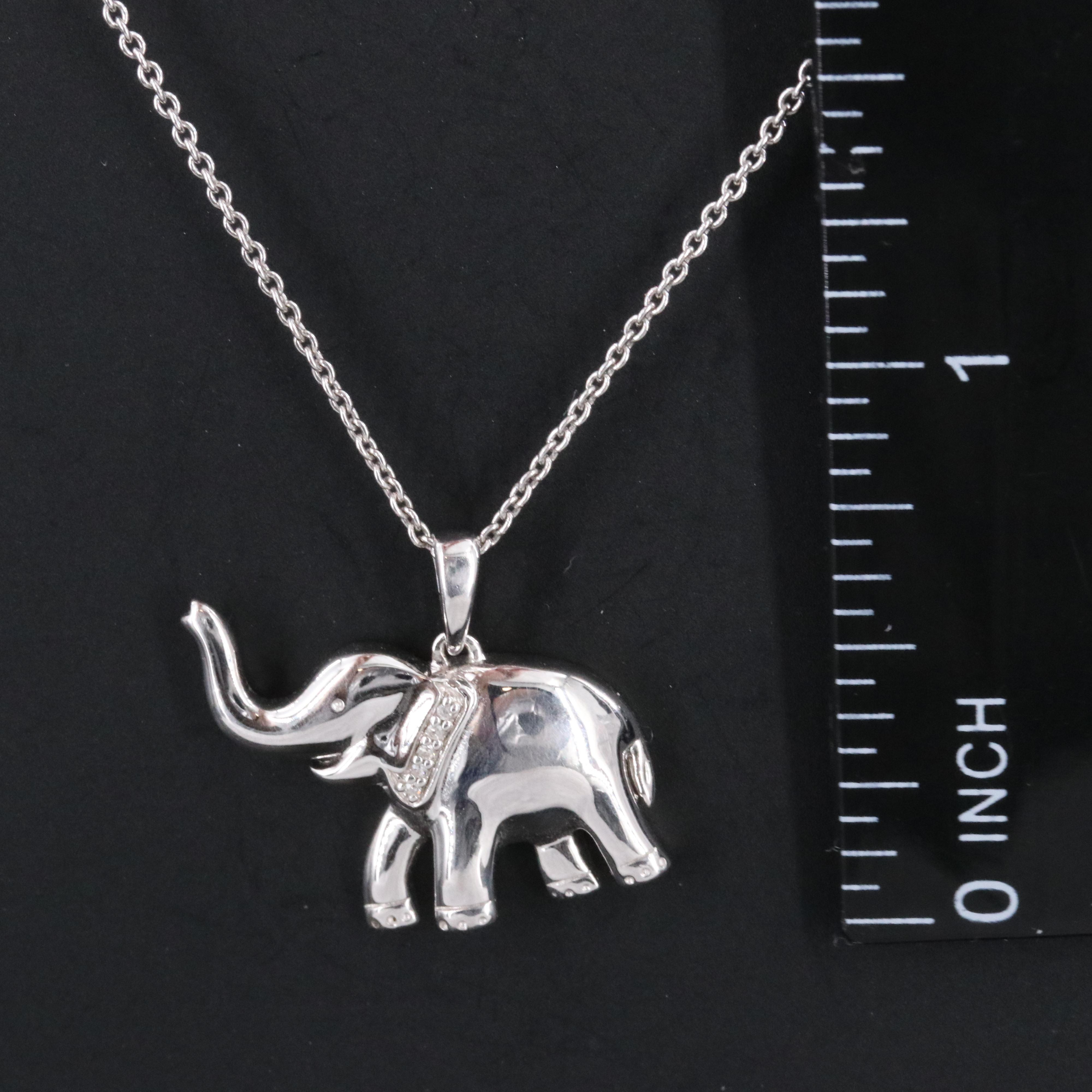 Sterling Diamond Elephant Pendant Necklace