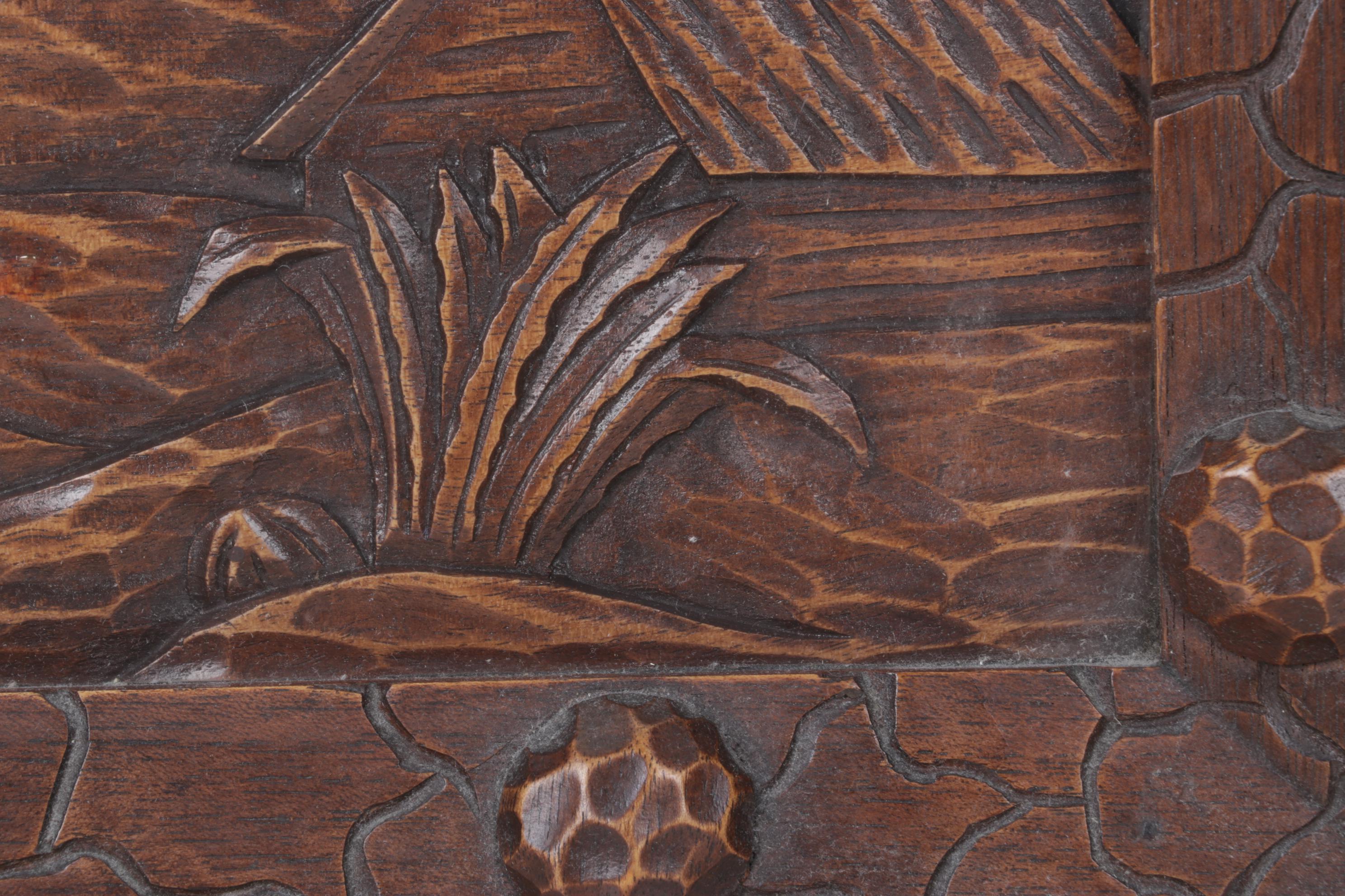 Mexican Hand-Carved  Wood Serving Tray With Desert Landscape Scene