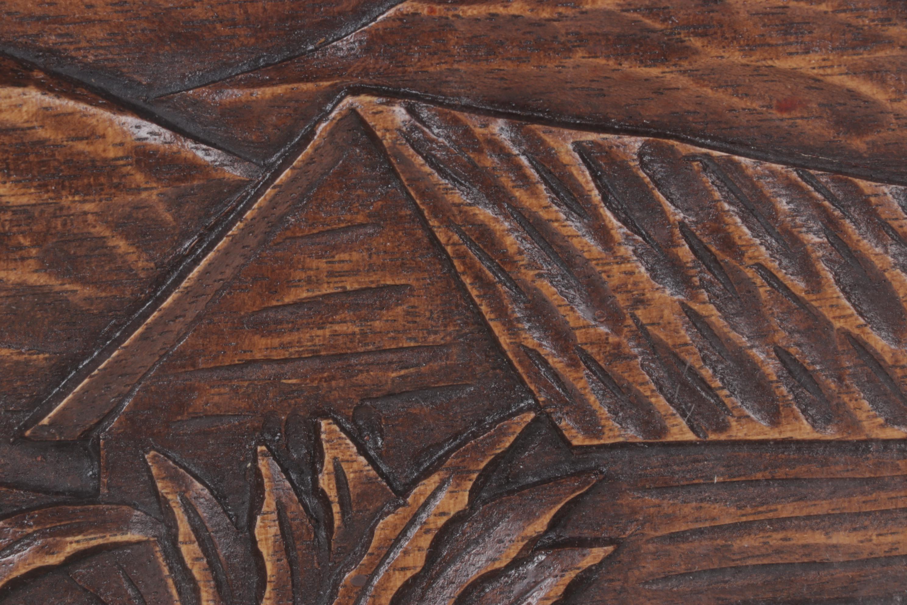 Mexican Hand-Carved  Wood Serving Tray With Desert Landscape Scene