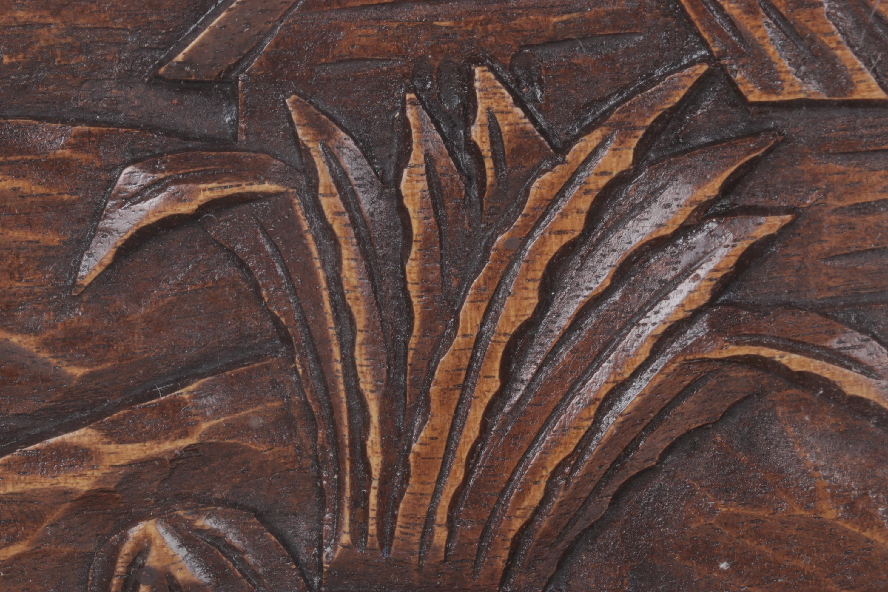 Mexican Hand-Carved  Wood Serving Tray With Desert Landscape Scene