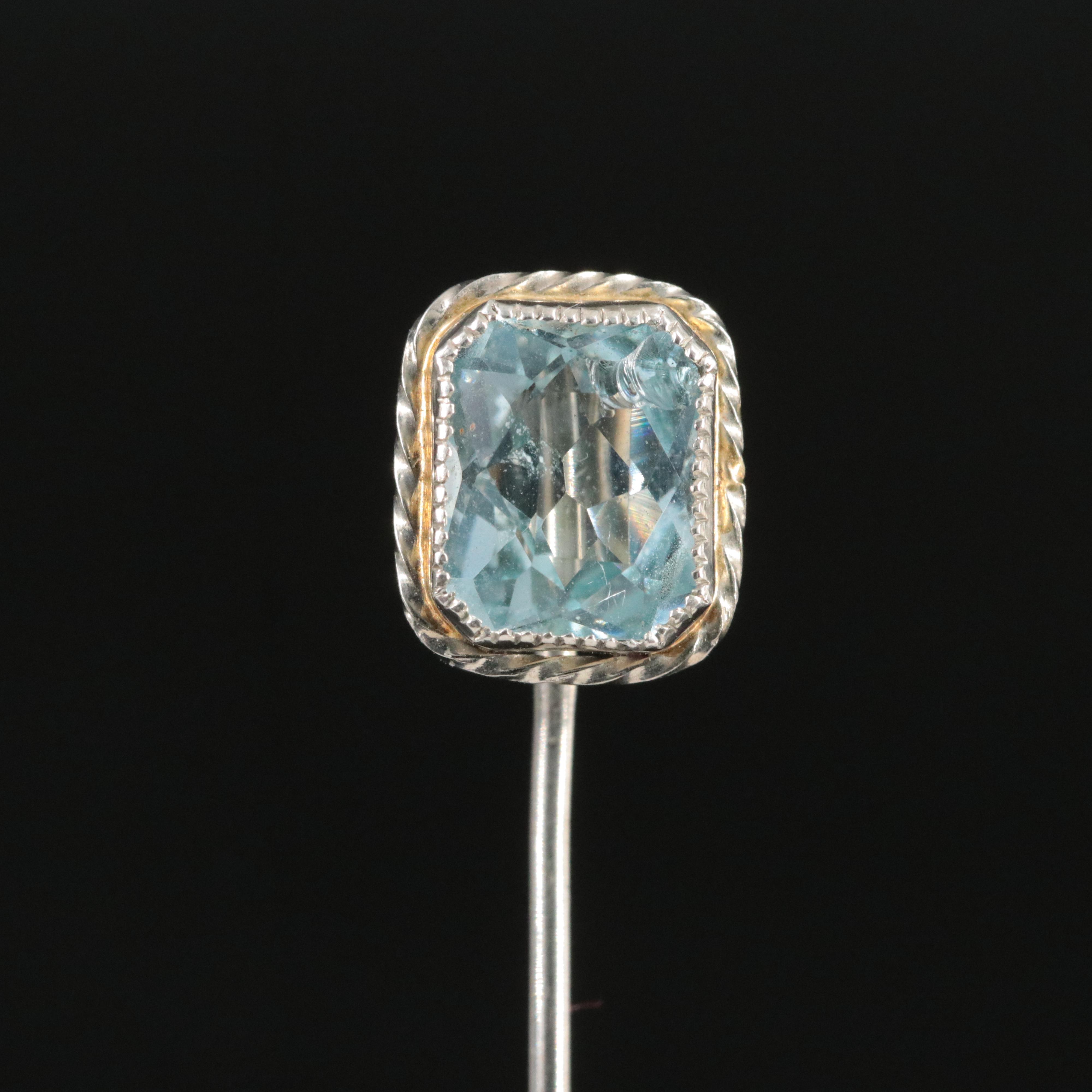 18K Aquamarine Stickpin