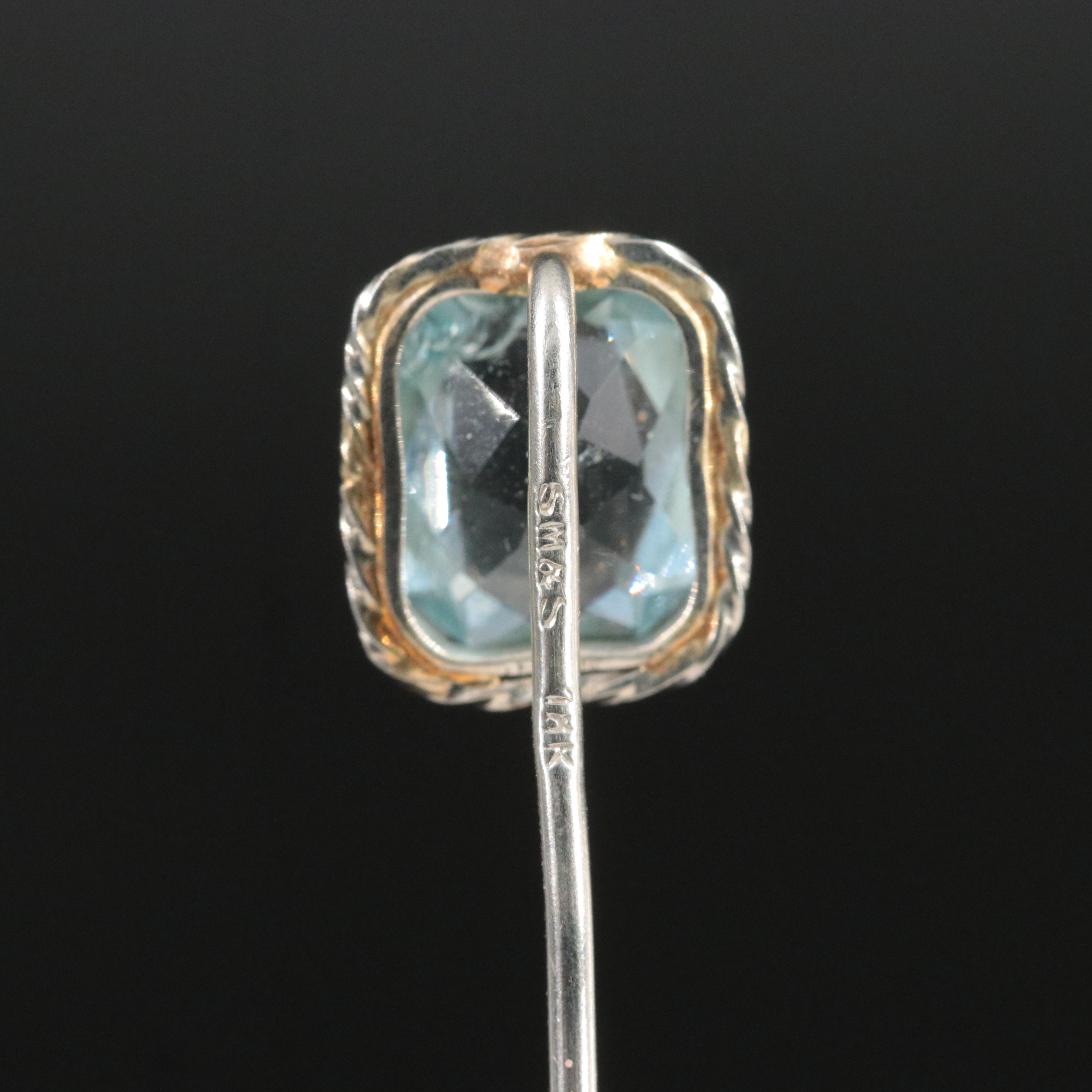 18K Aquamarine Stickpin