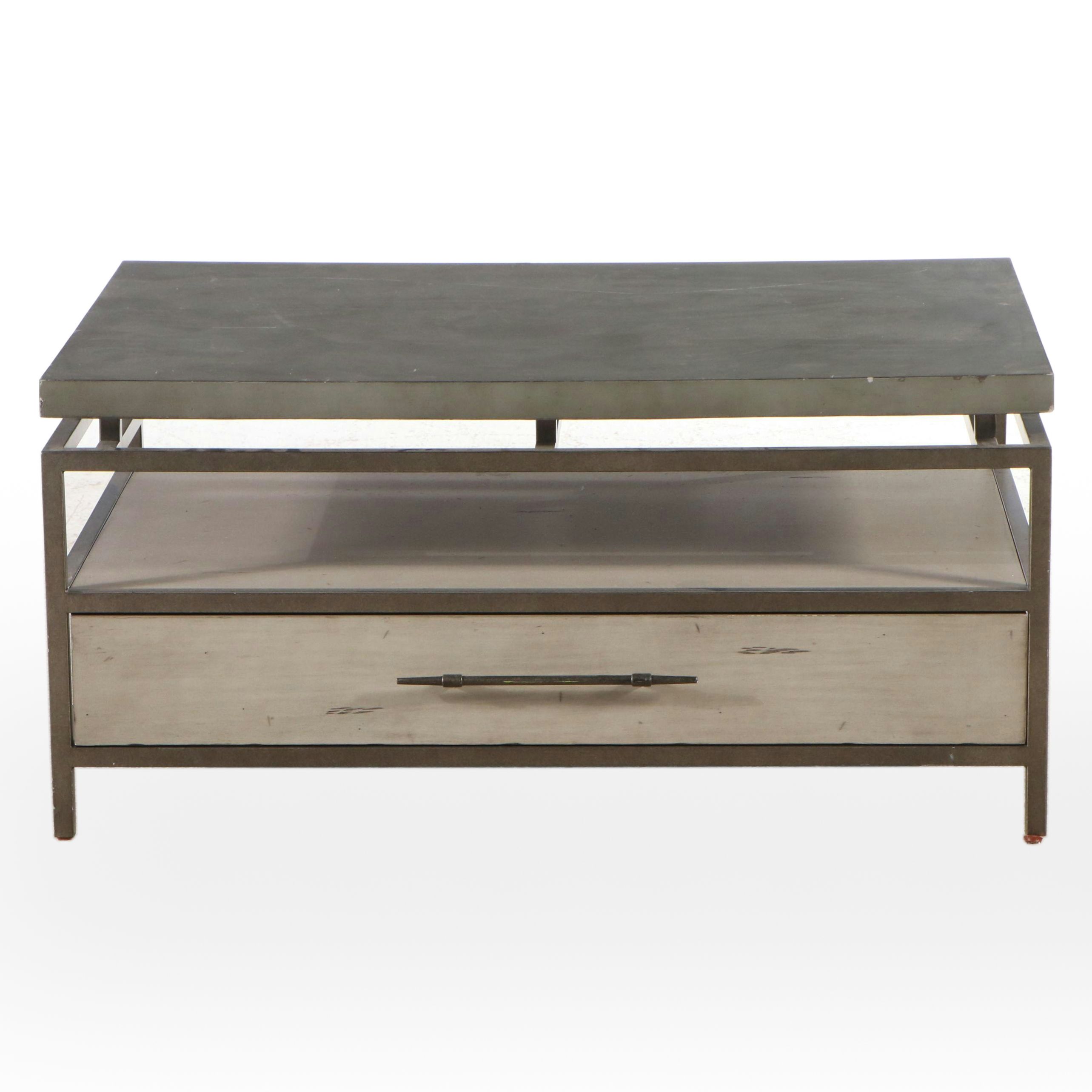 Universal Contemporary Wood and Metal Coffee Table with Storage