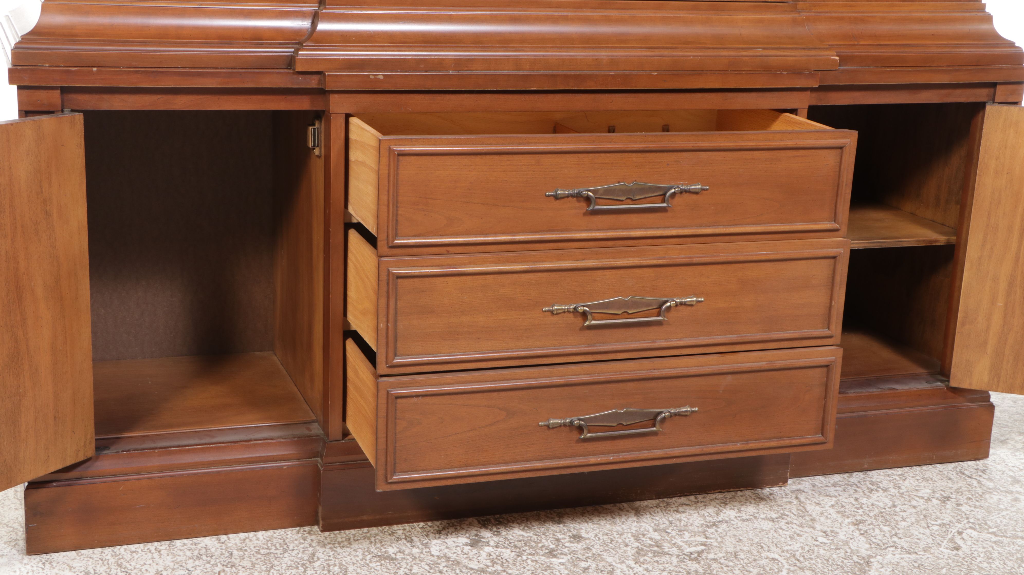 Mediterranean Style Cherry China Cabinet