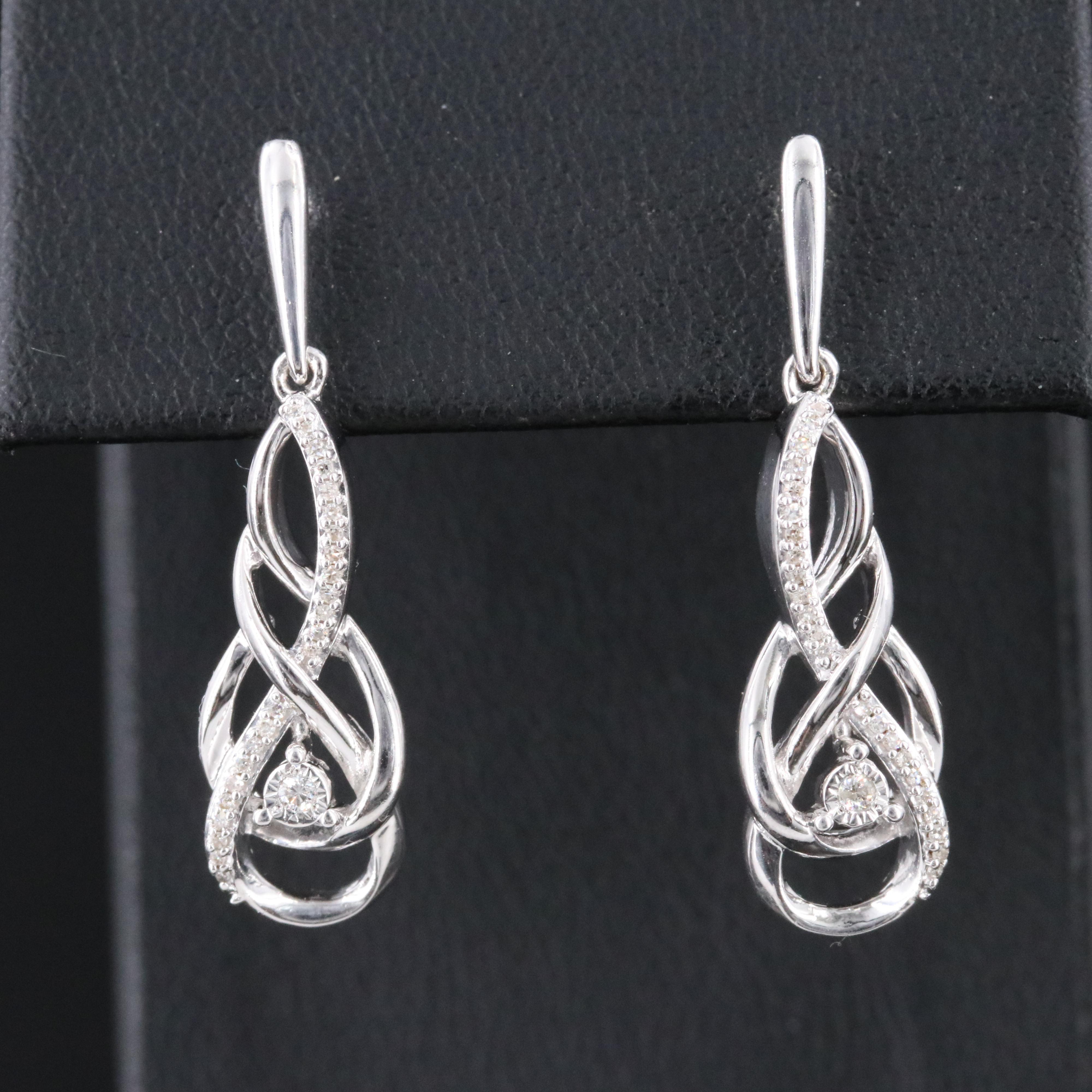 Sterling Diamond Pendant Earrings