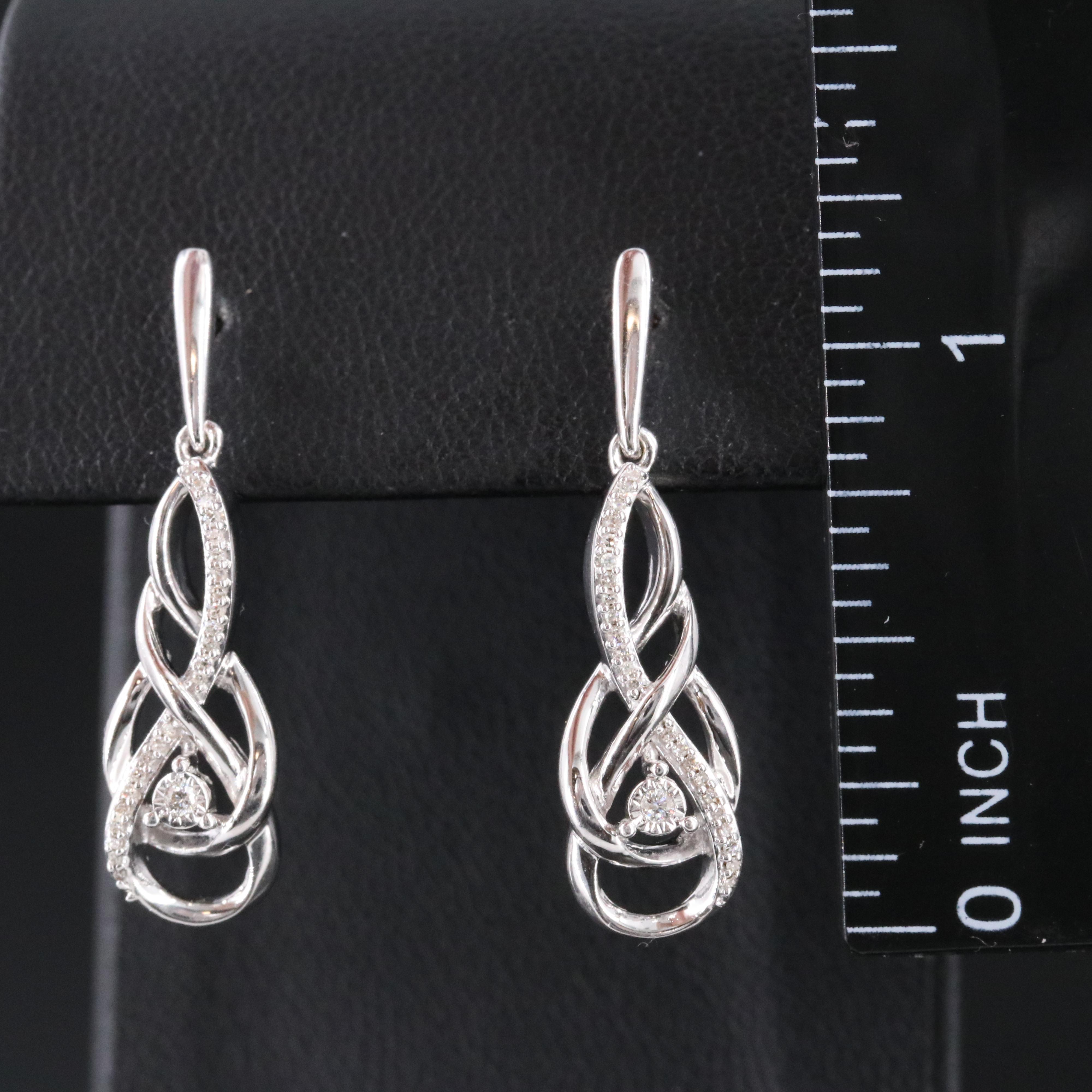 Sterling Diamond Pendant Earrings