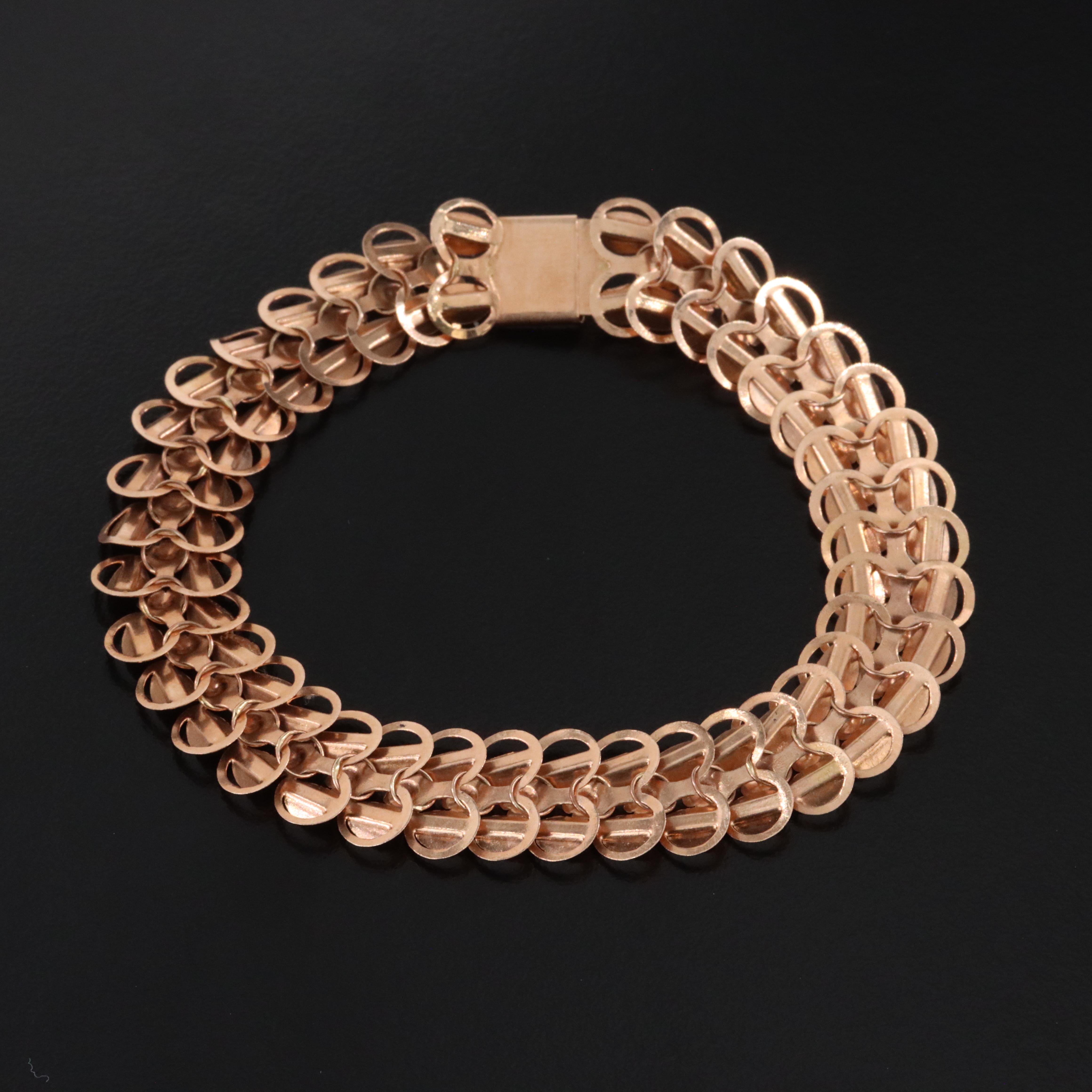 Soviet Russia 14K Rose Gold Fancy Link Bracelet