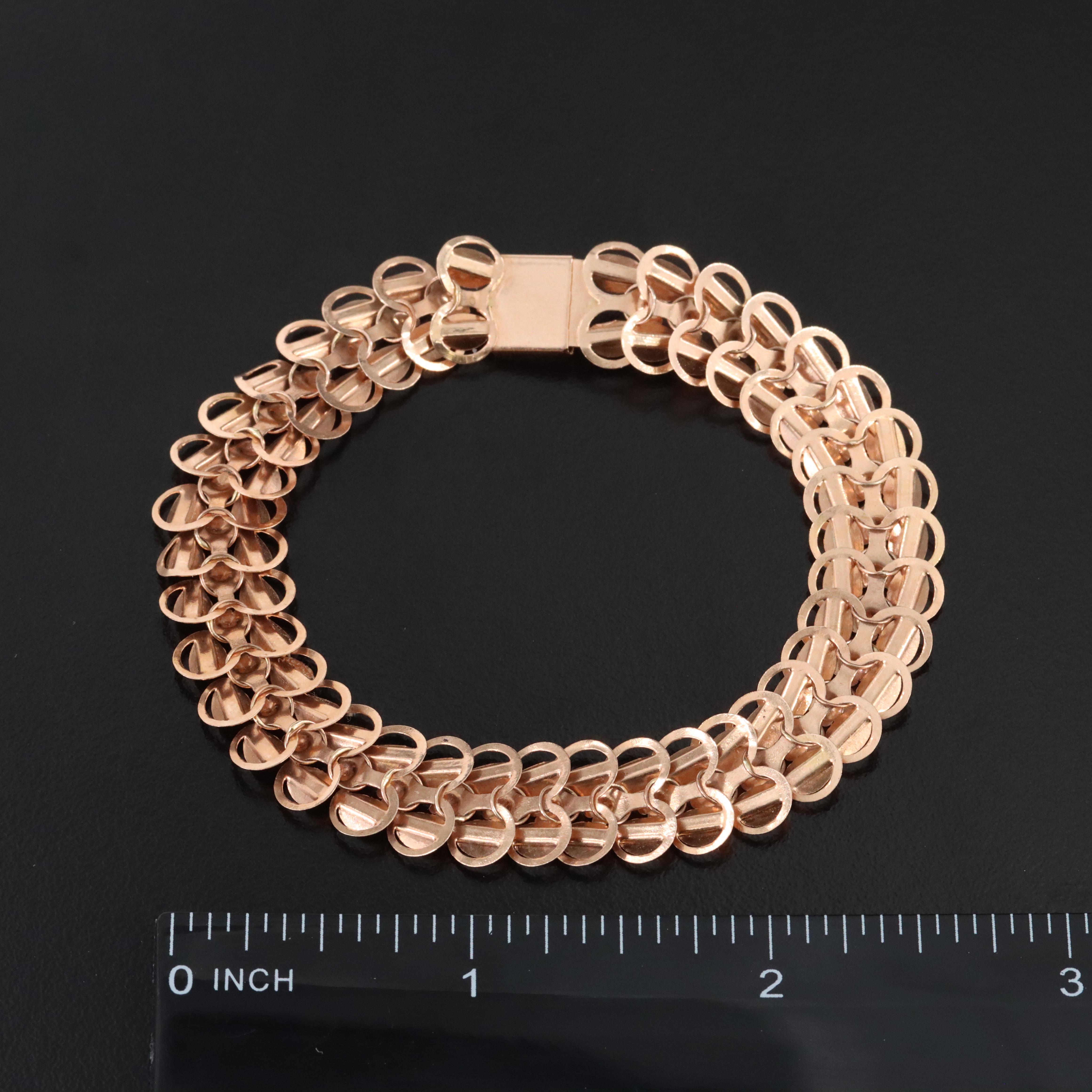 Soviet Russia 14K Rose Gold Fancy Link Bracelet