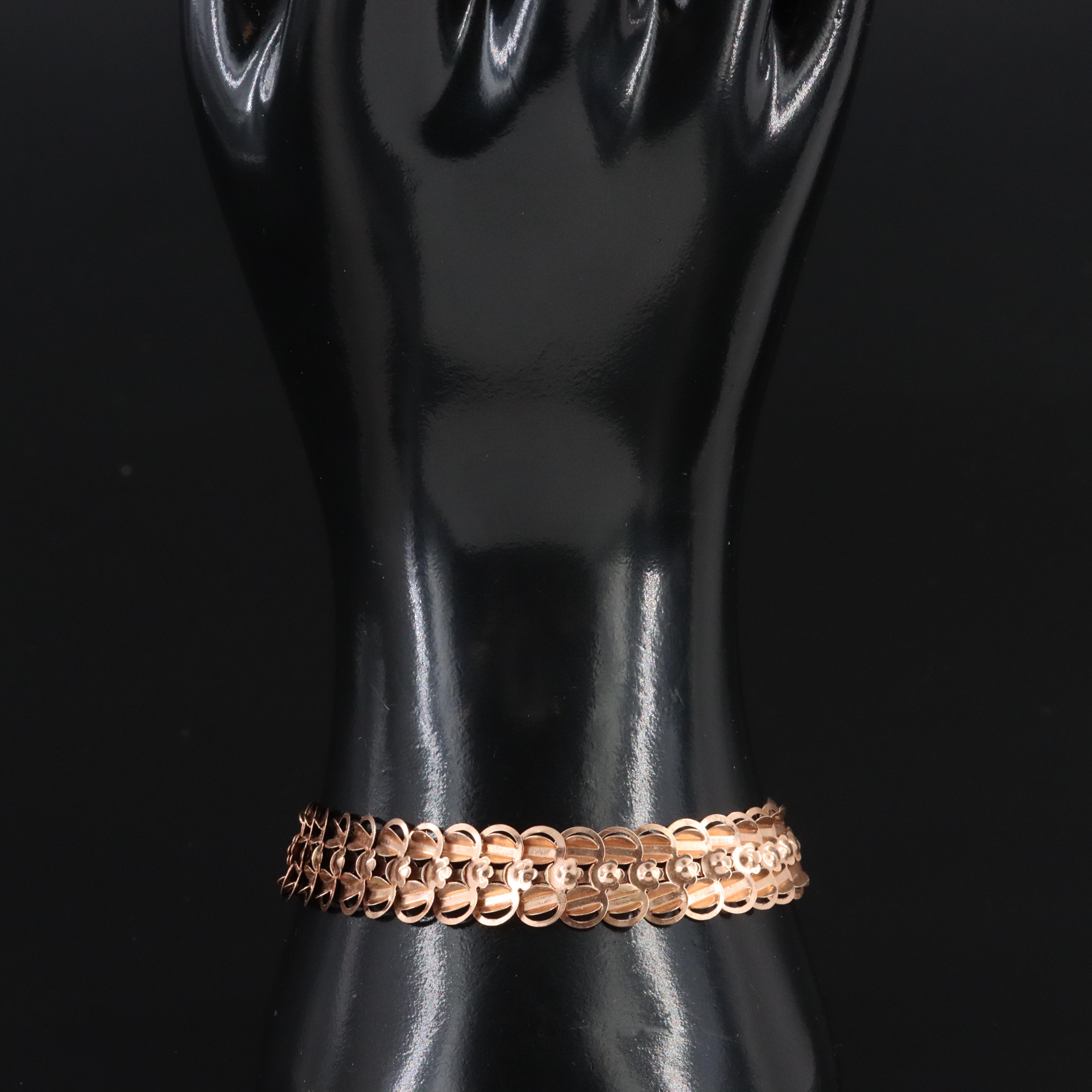 Soviet Russia 14K Rose Gold Fancy Link Bracelet