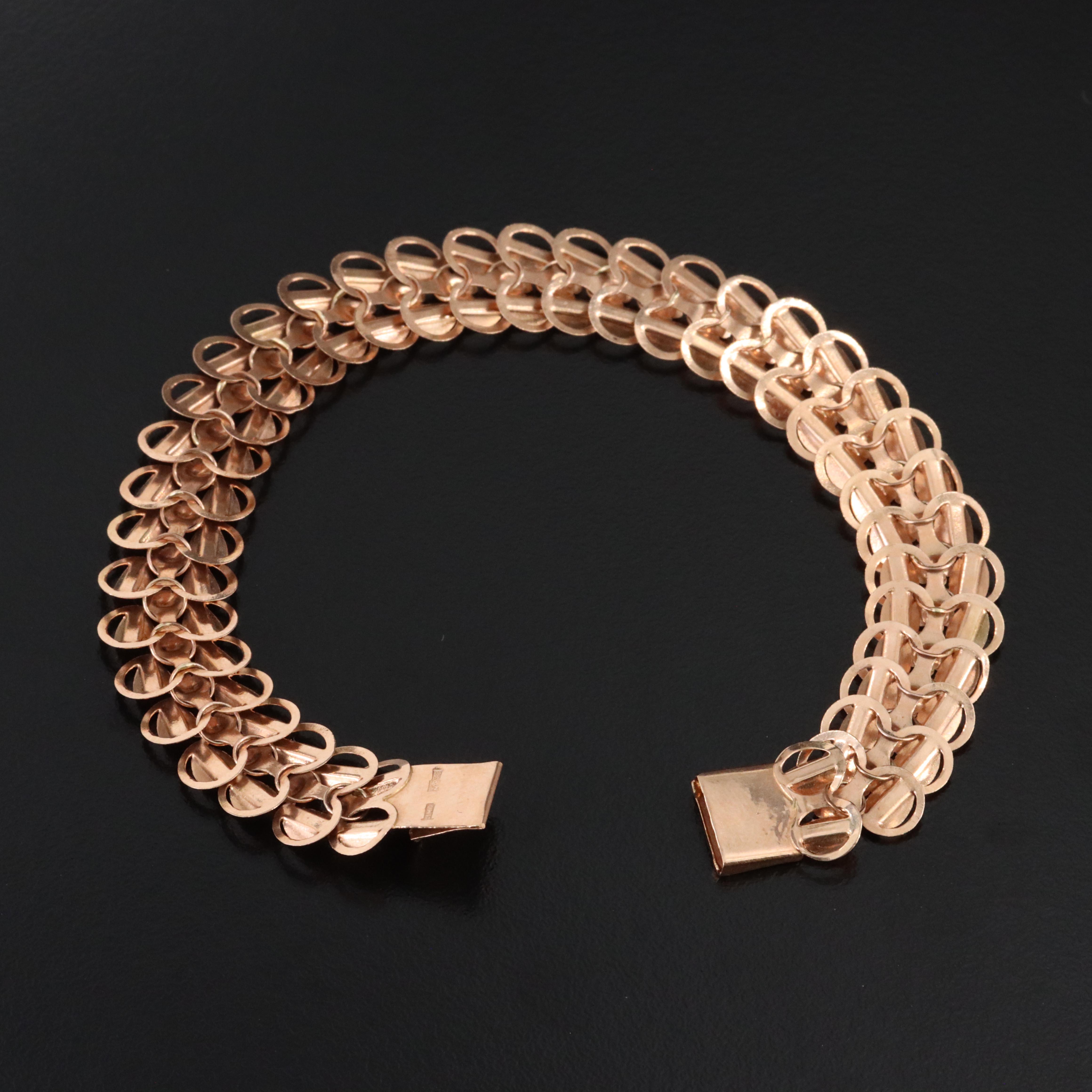 Soviet Russia 14K Rose Gold Fancy Link Bracelet
