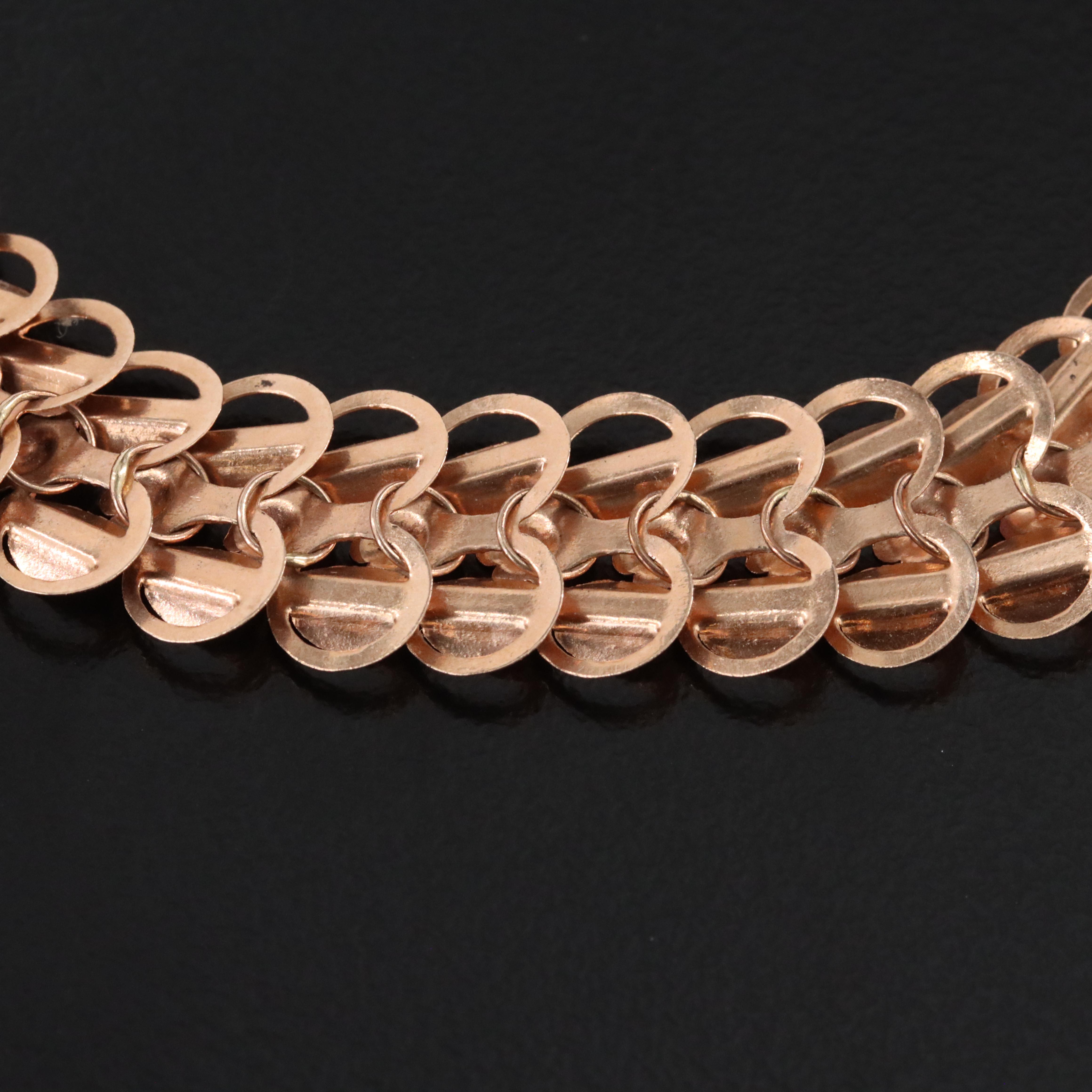 Soviet Russia 14K Rose Gold Fancy Link Bracelet