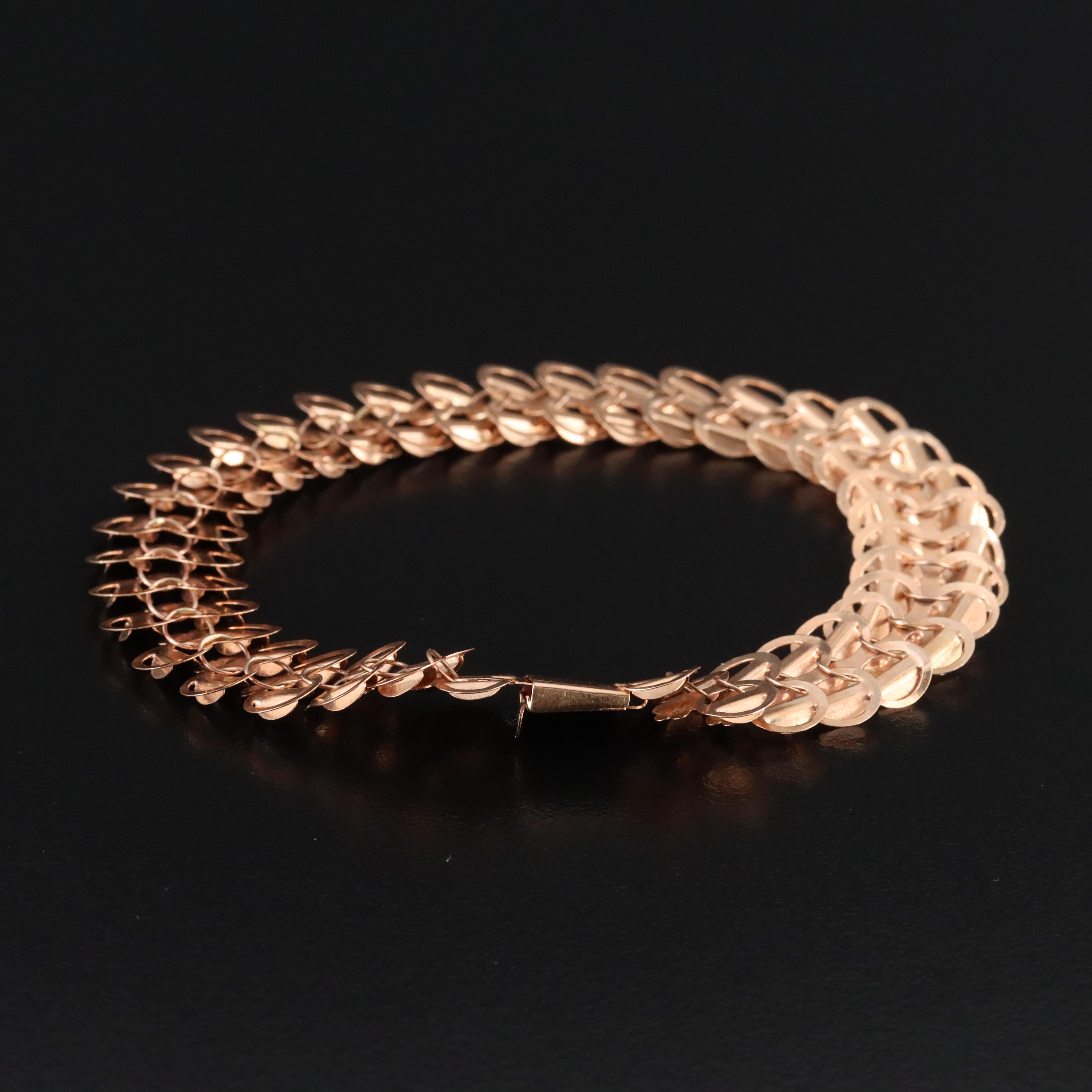 Soviet Russia 14K Rose Gold Fancy Link Bracelet