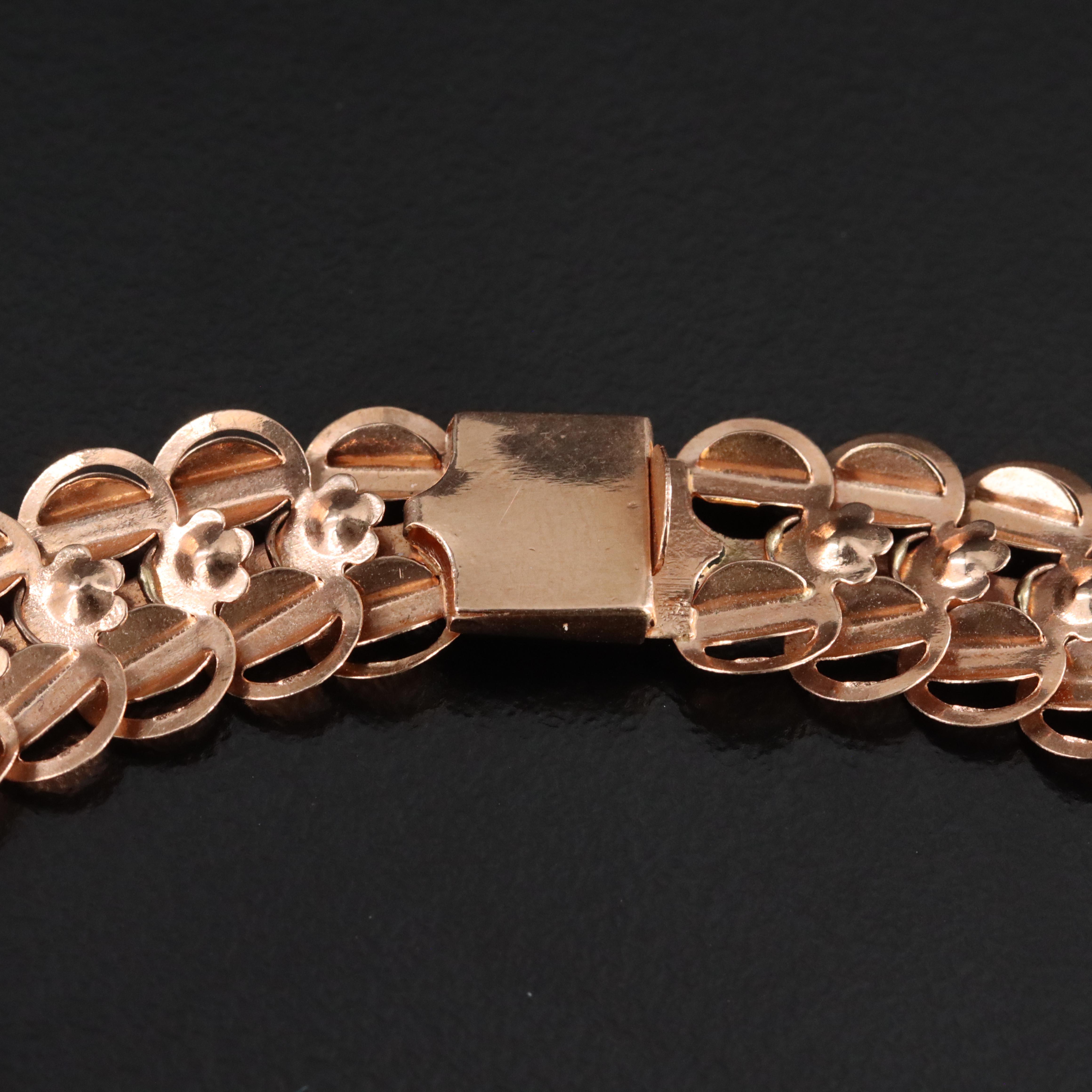 Soviet Russia 14K Rose Gold Fancy Link Bracelet