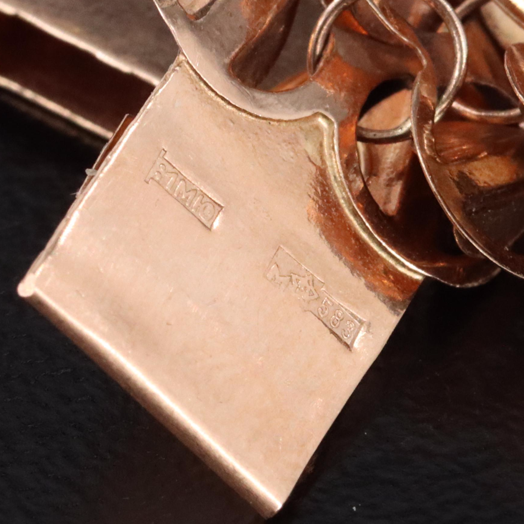 Soviet Russia 14K Rose Gold Fancy Link Bracelet