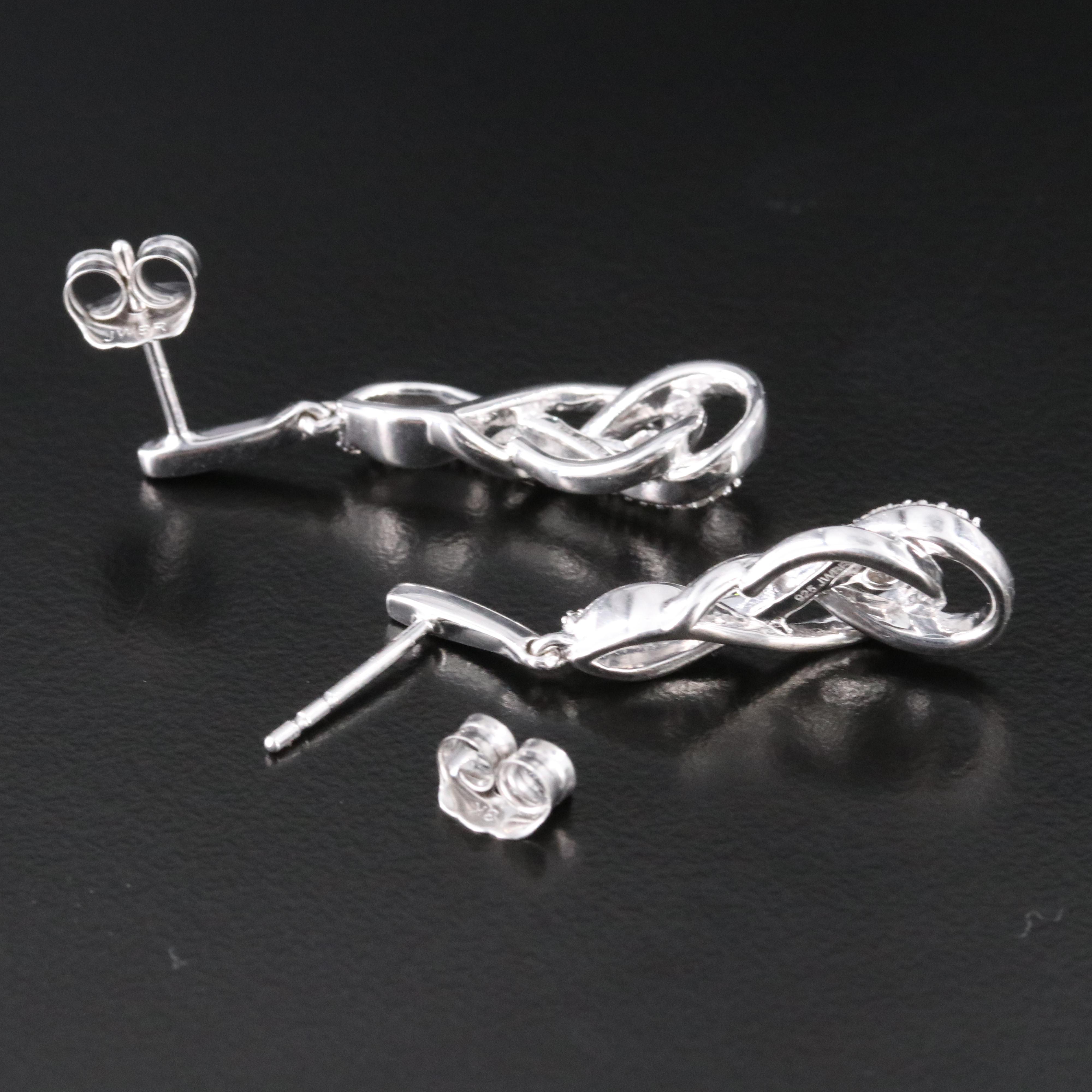 Sterling Diamond Pendant Earrings