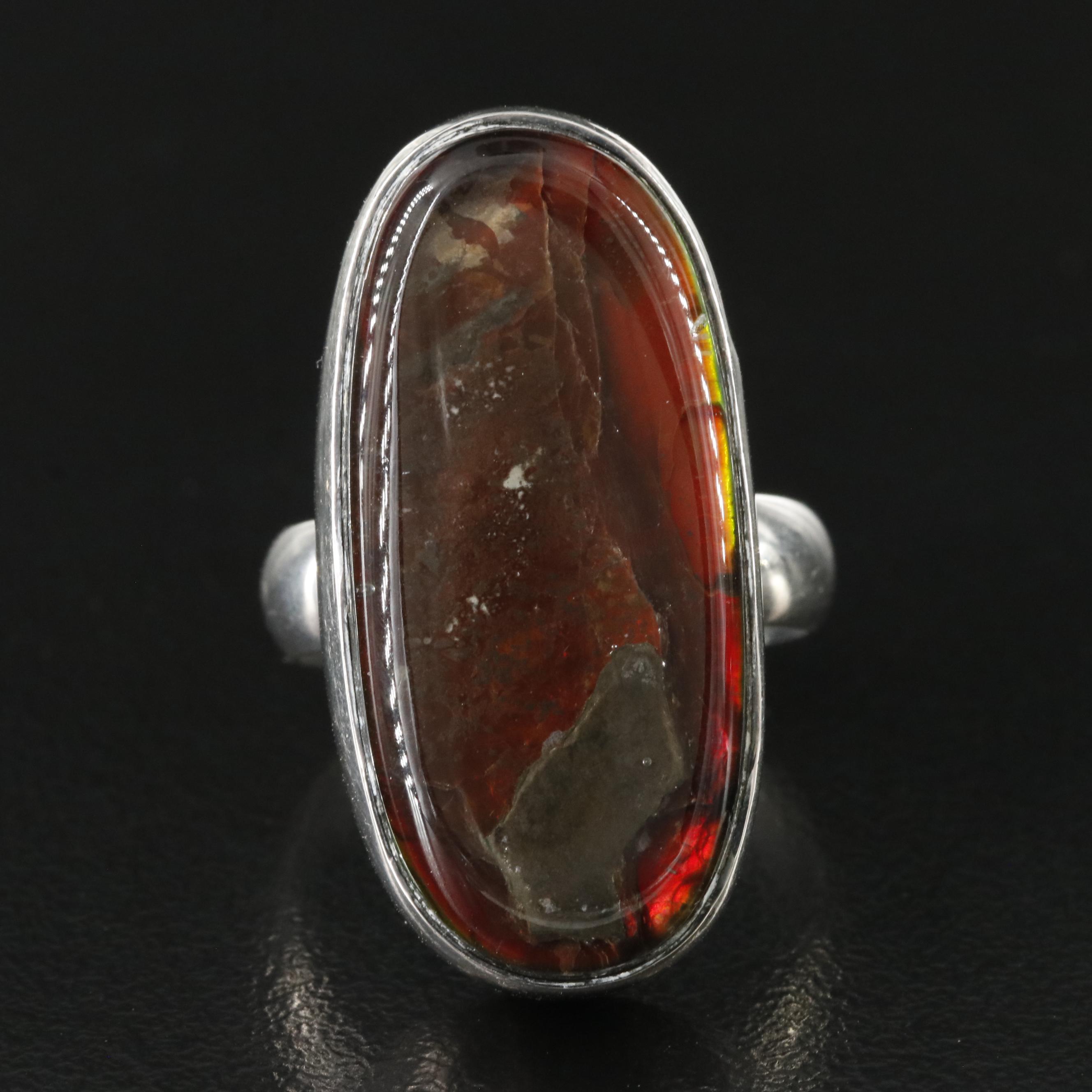 Sterling Ammolite Doublet Ring