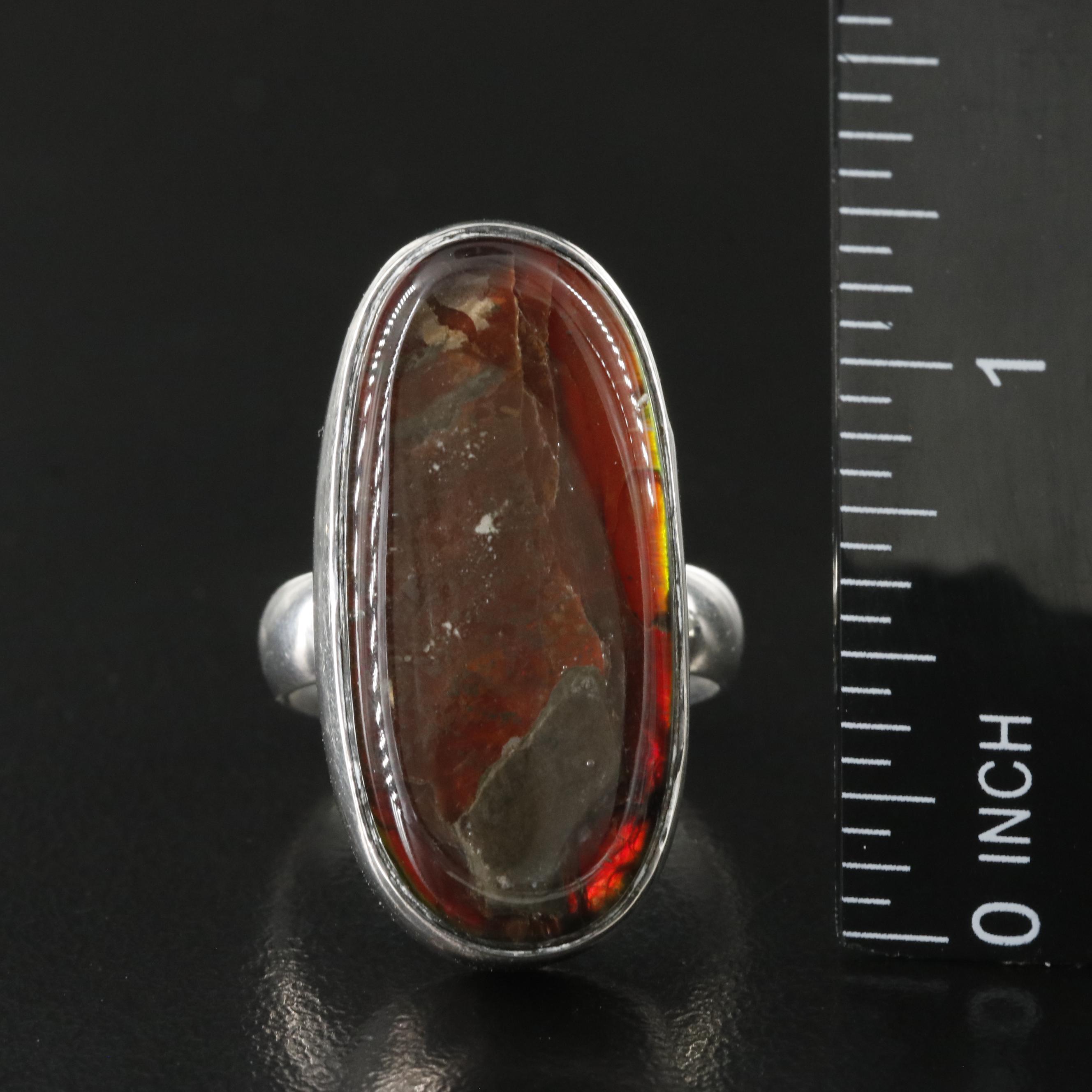 Sterling Ammolite Doublet Ring