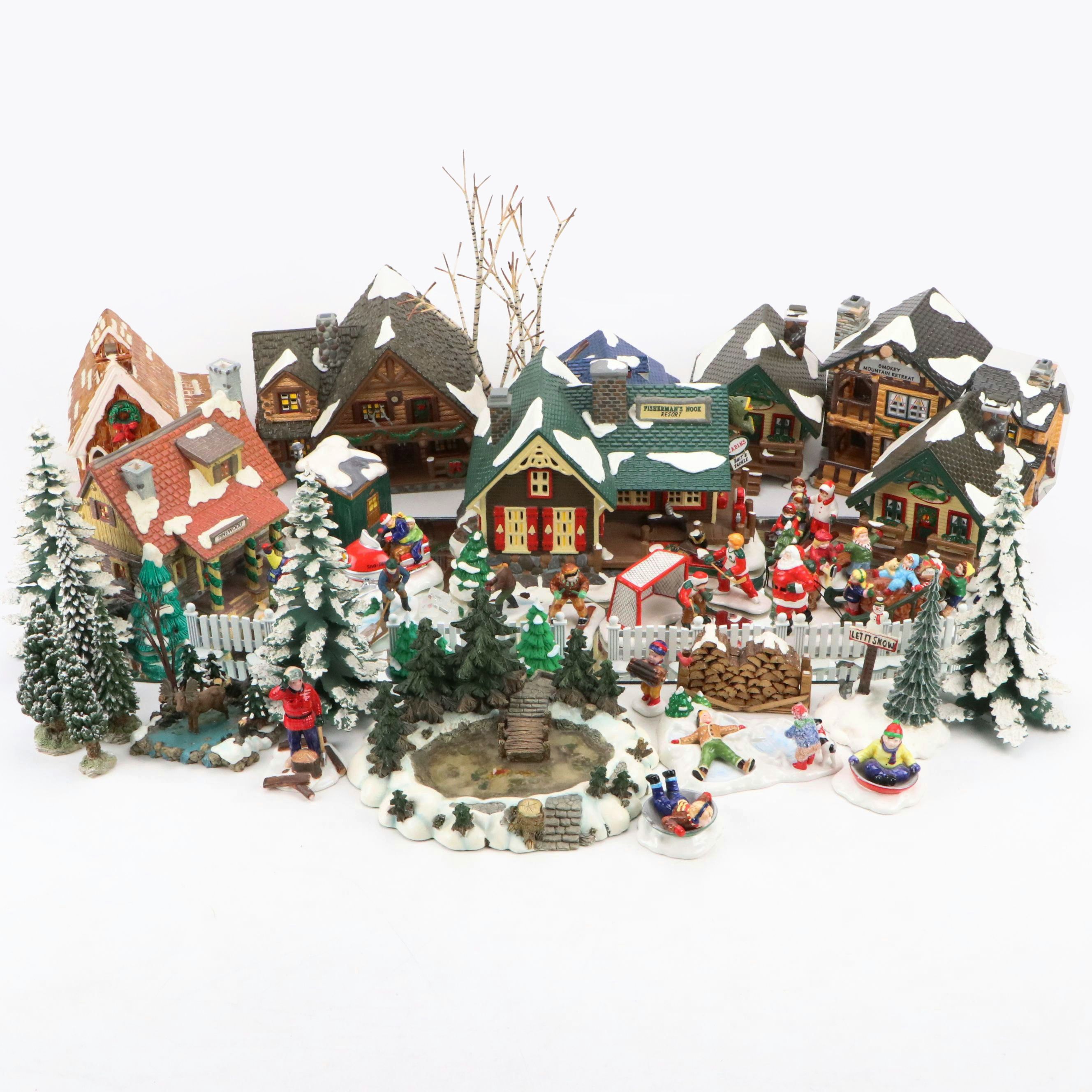 Department 56 "Fisherman's Nook Resort" and More Snow Village Decor