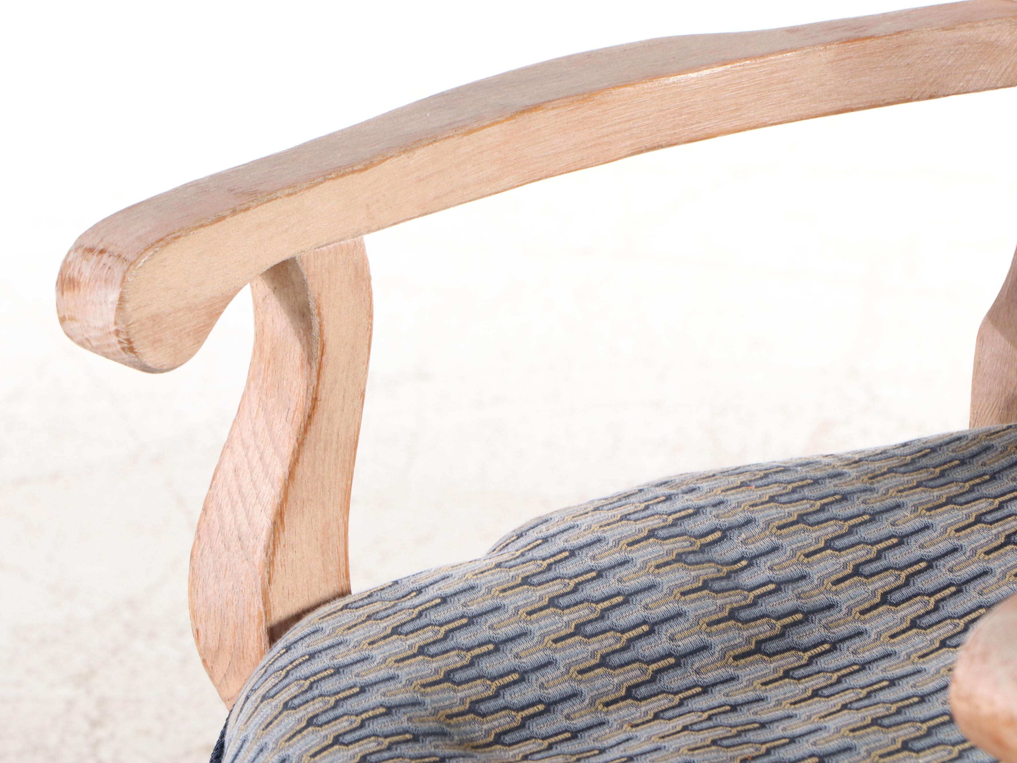 Oak Pedestal Dining Table with Six Rush-Seat Chairs