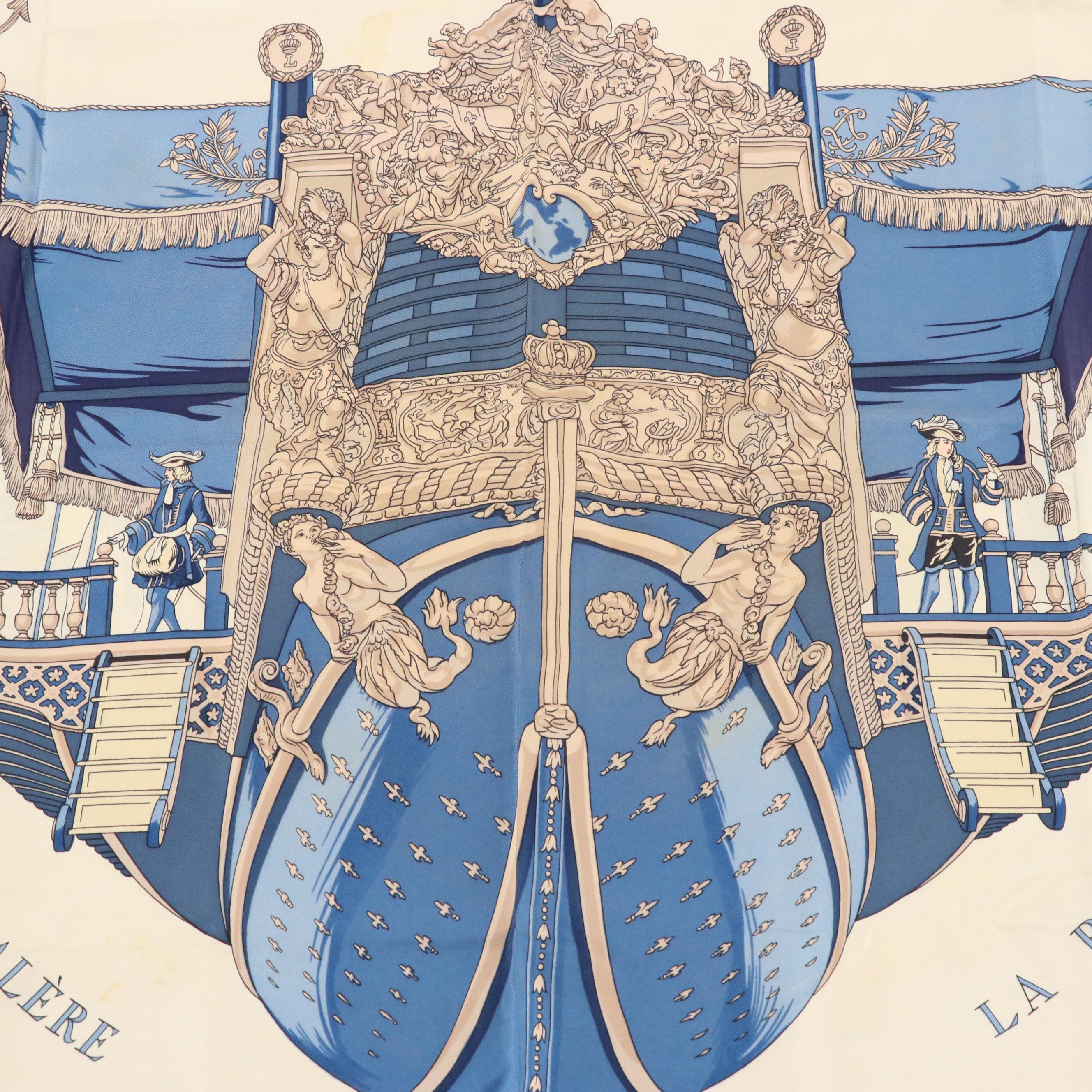 Hermès "Vue Du Carosse De La Galère La Réale" Silk Twill Scarf 90