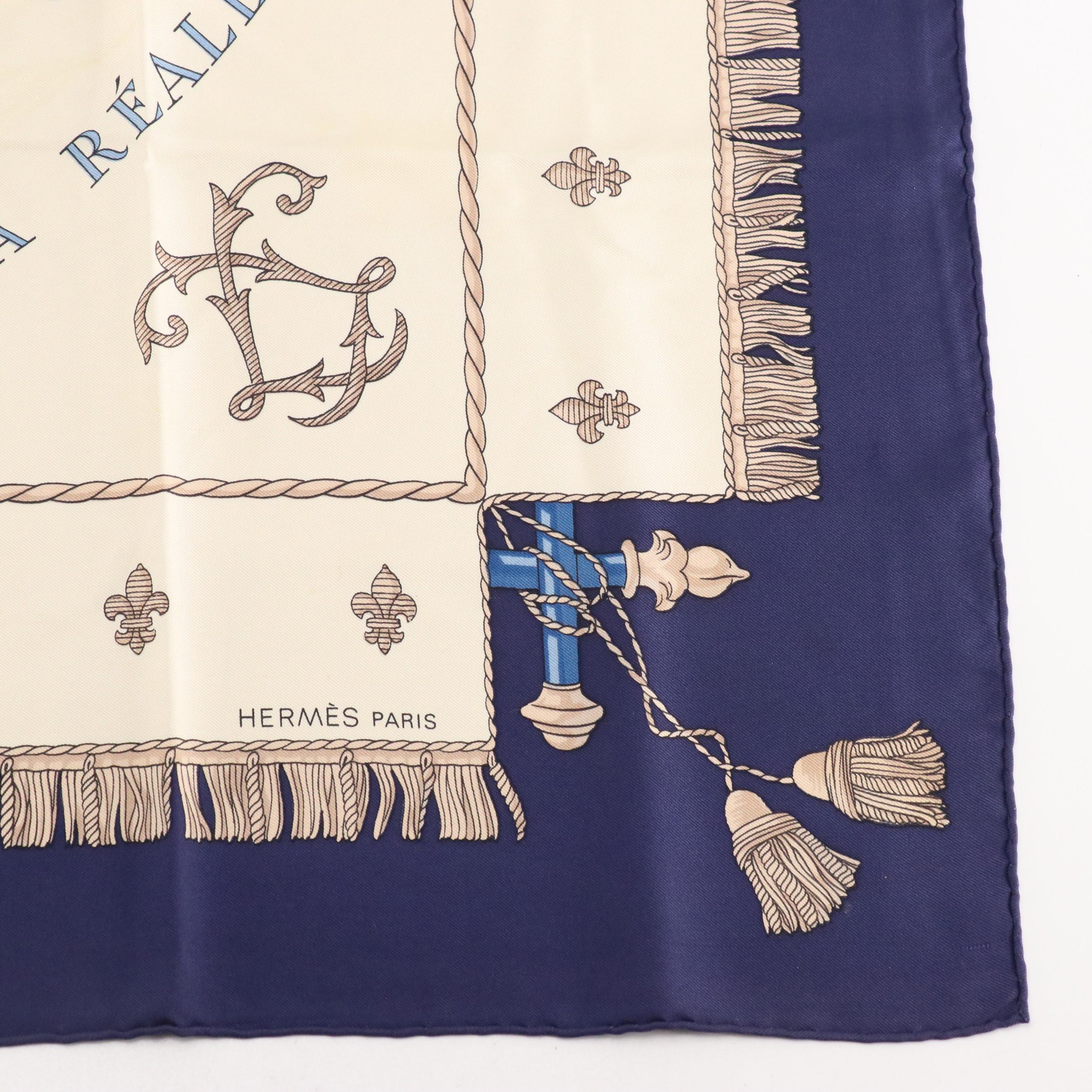 Hermès "Vue Du Carosse De La Galère La Réale" Silk Twill Scarf 90