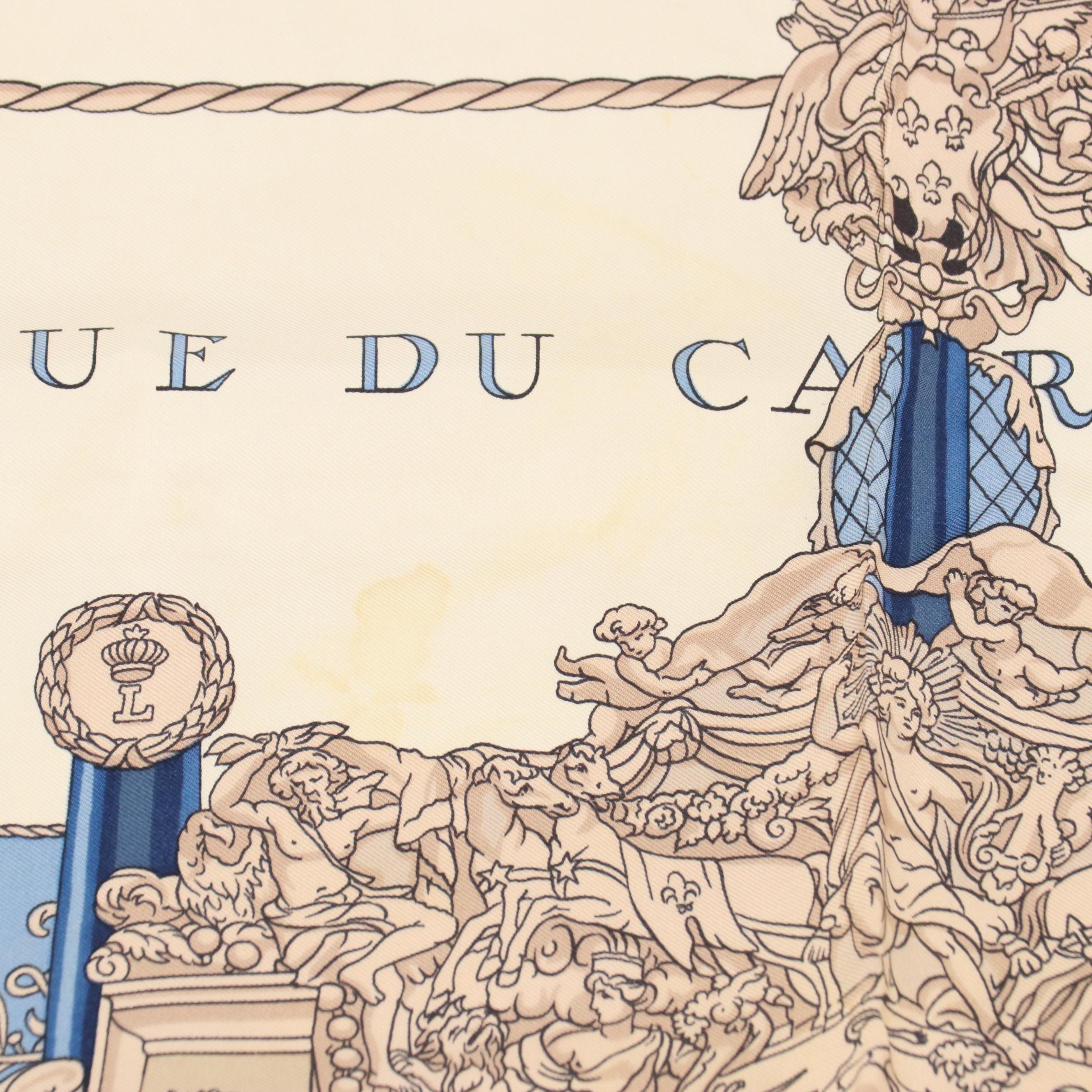 Hermès "Vue Du Carosse De La Galère La Réale" Silk Twill Scarf 90