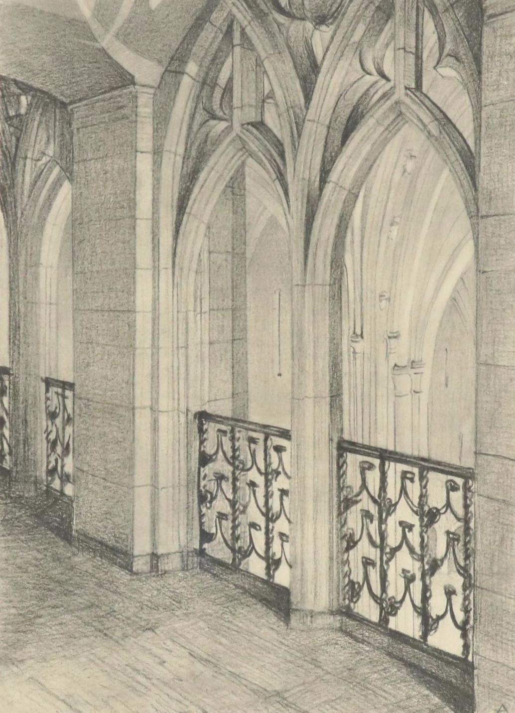 Halftones of Gothic Church Interiors