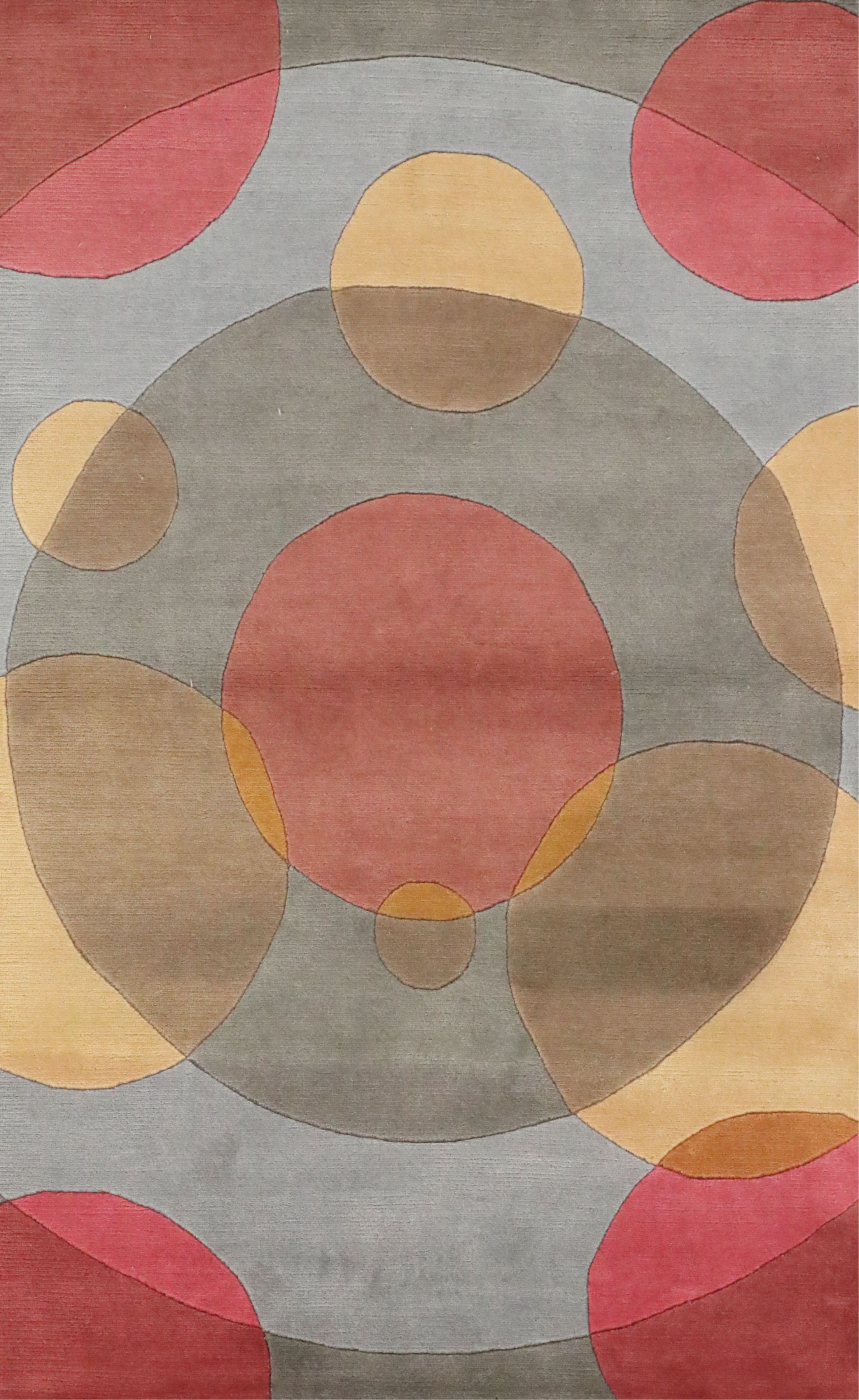 4'7 x 5'8 Hand-Knotted Nepali Contemporary Circles Area Rug
