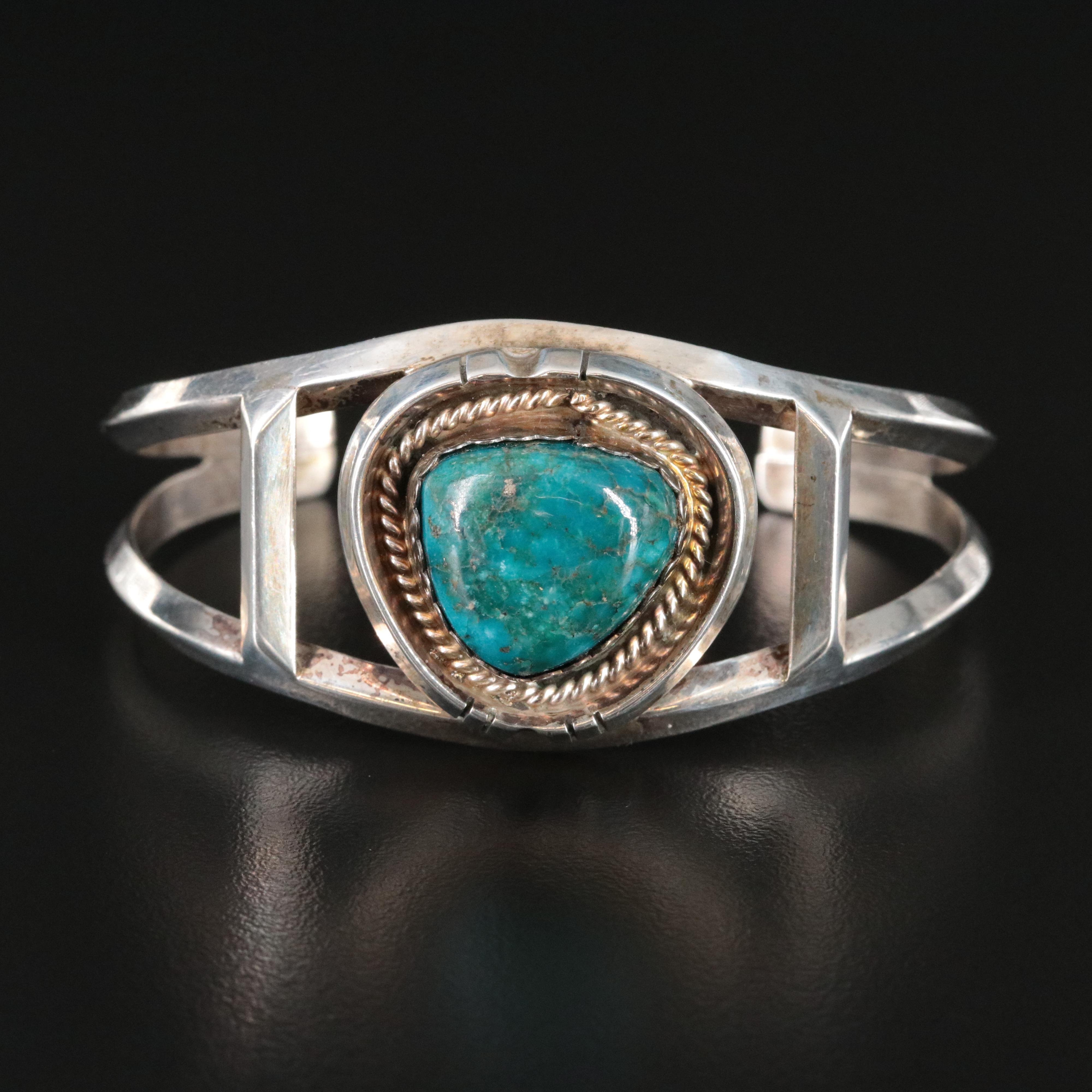Southwestern Sterling Turquoise Cuff Bracelet