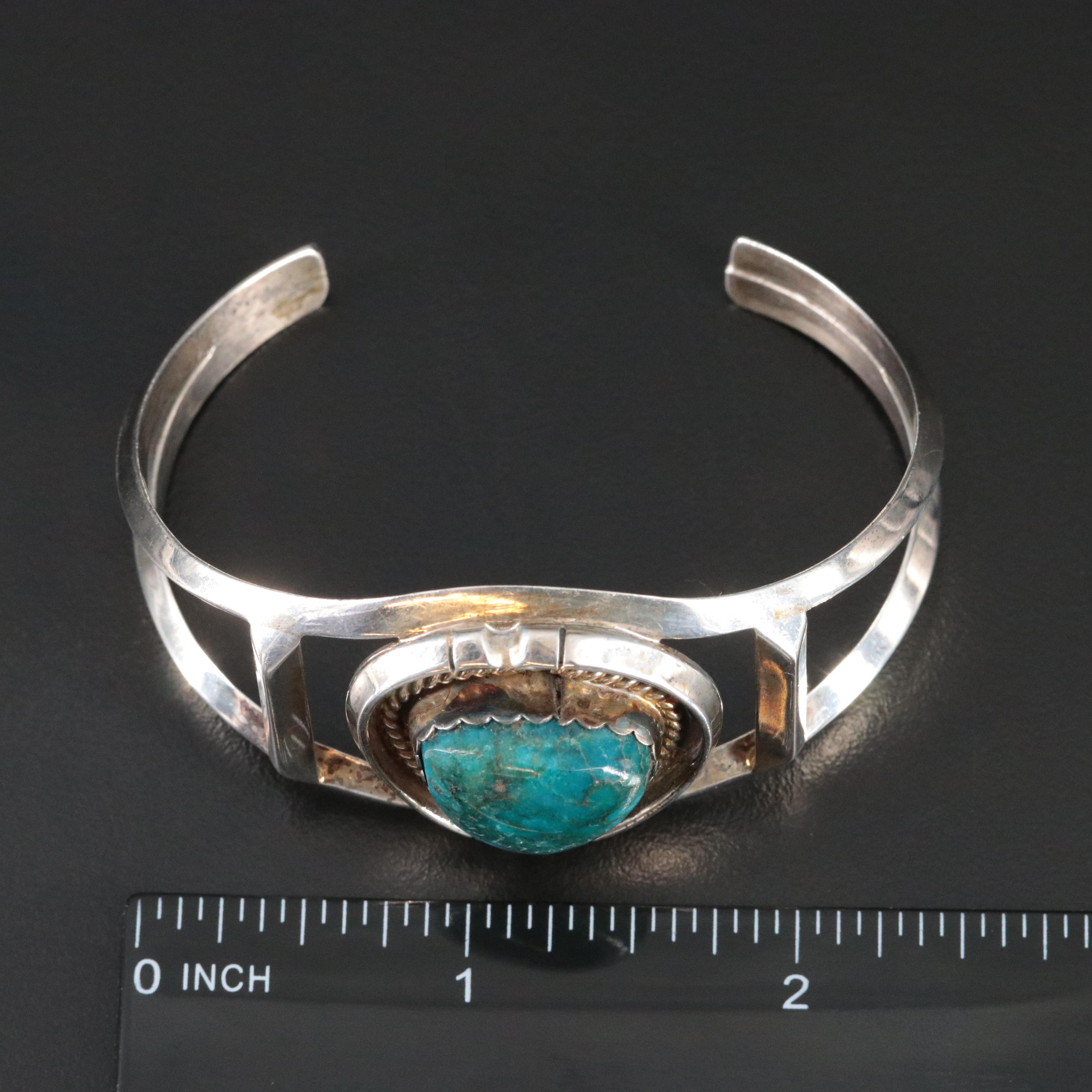 Southwestern Sterling Turquoise Cuff Bracelet