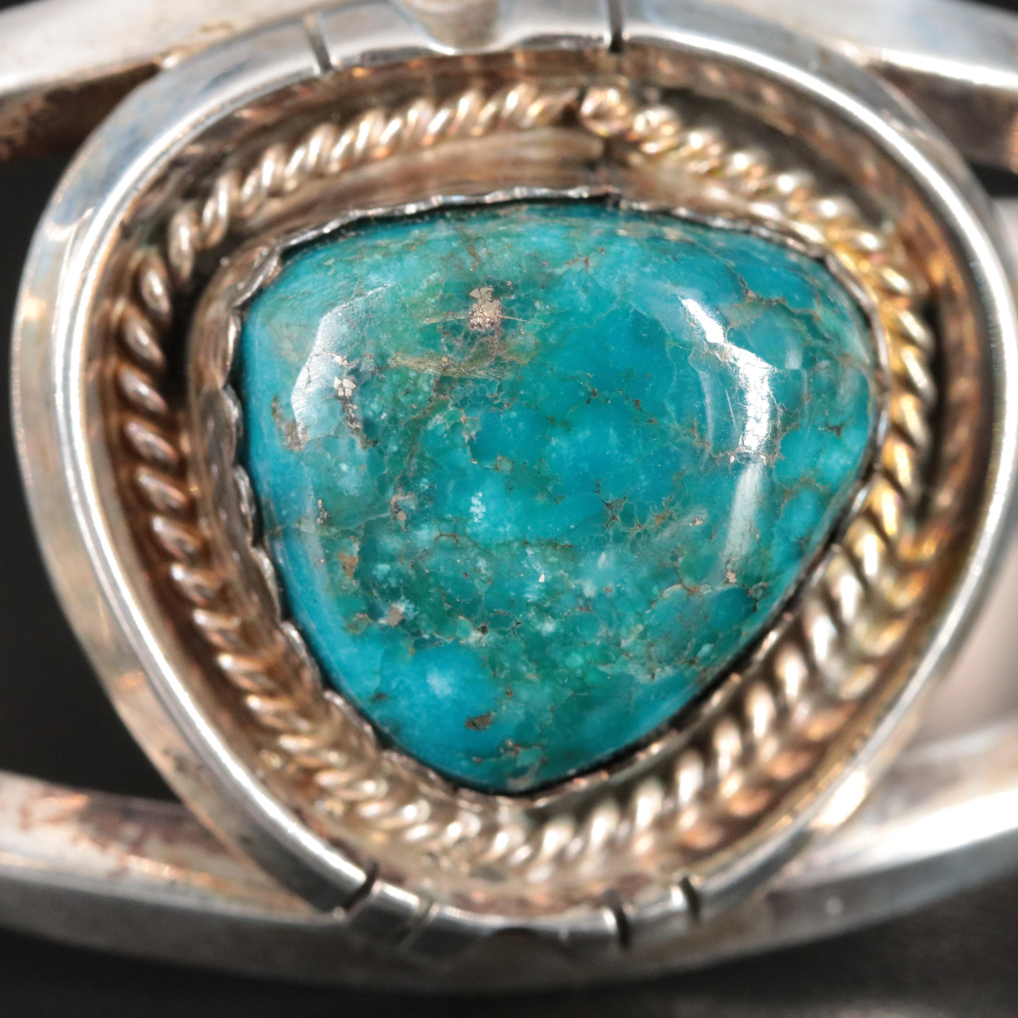 Southwestern Sterling Turquoise Cuff Bracelet