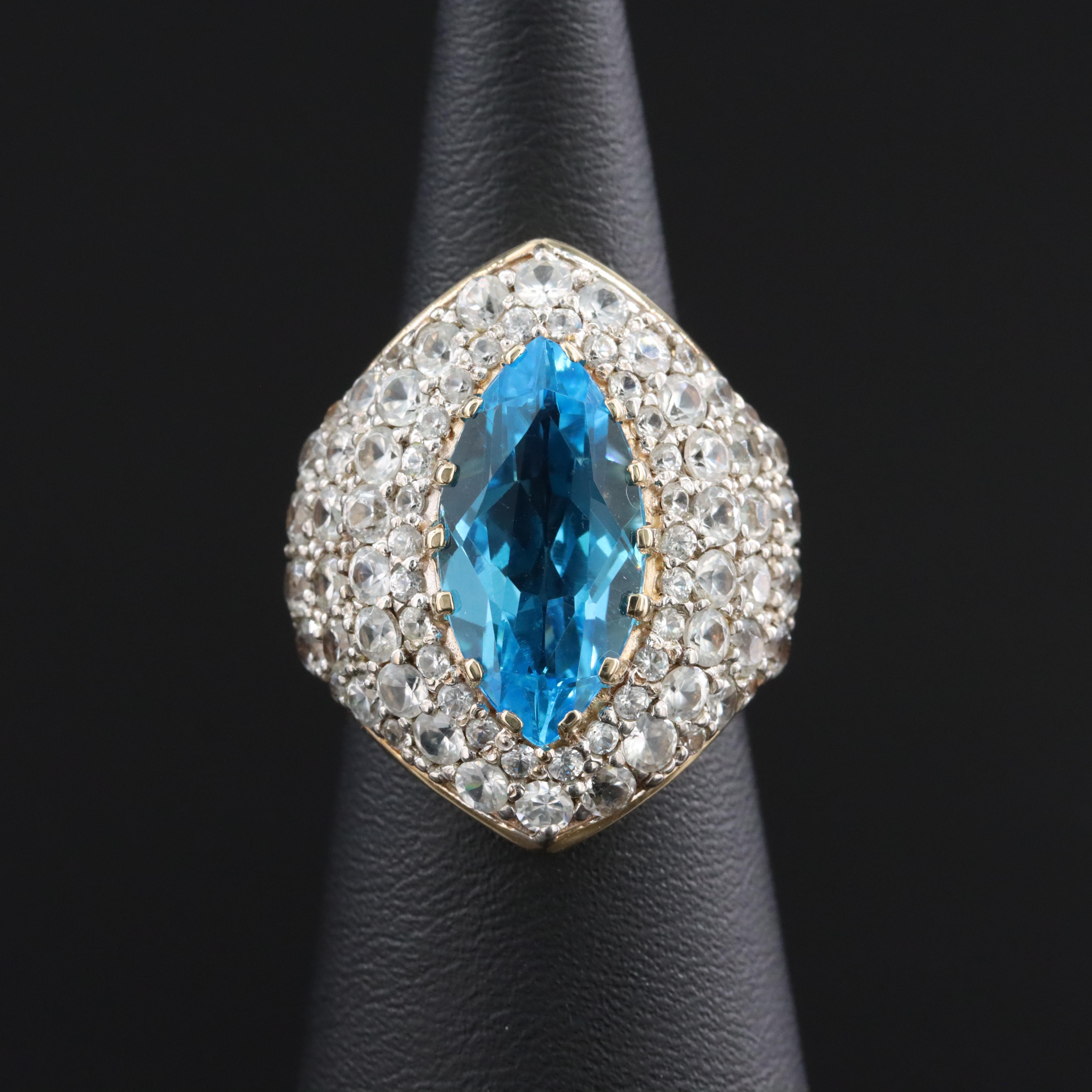10K Topaz and White Zircon Ring