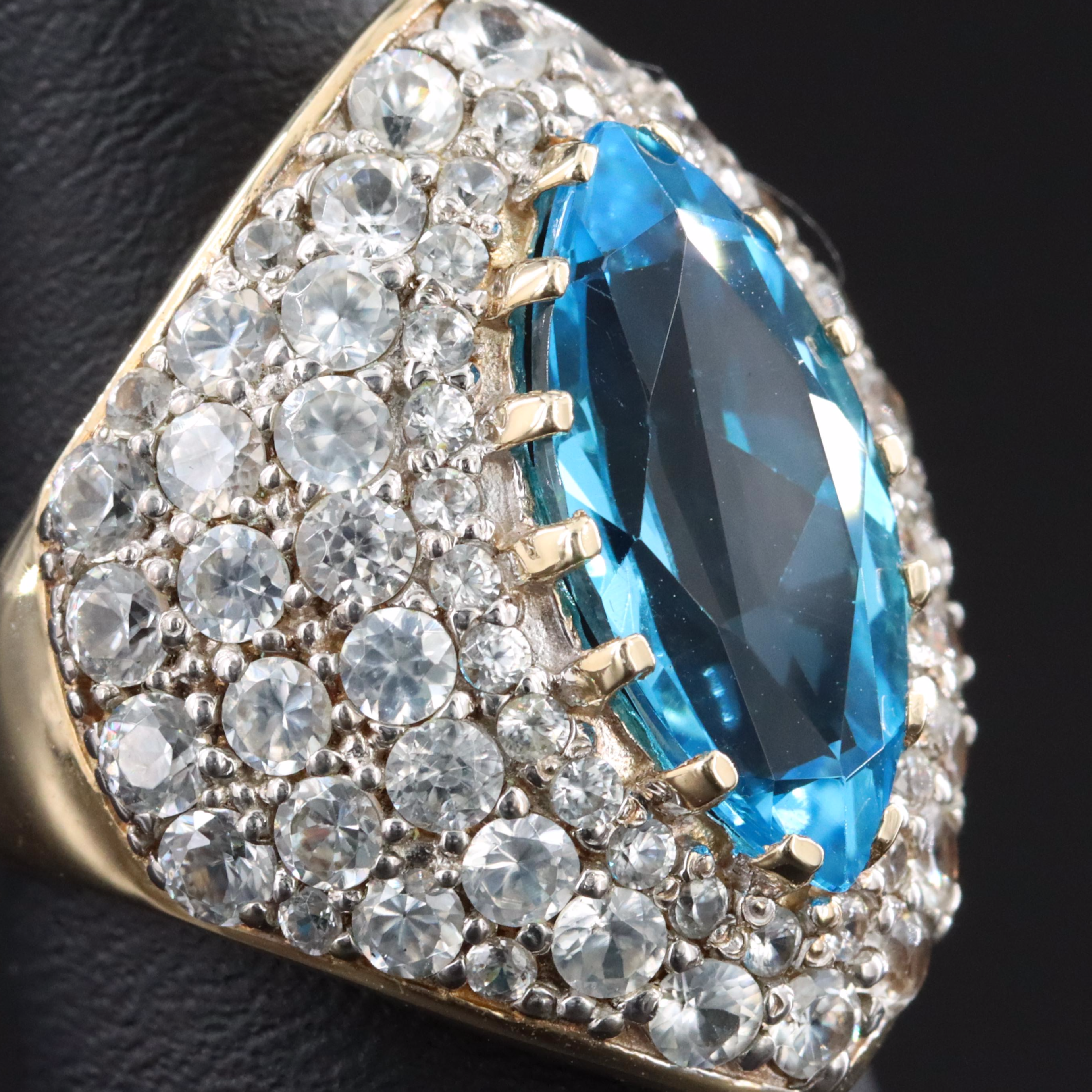 10K Topaz and White Zircon Ring