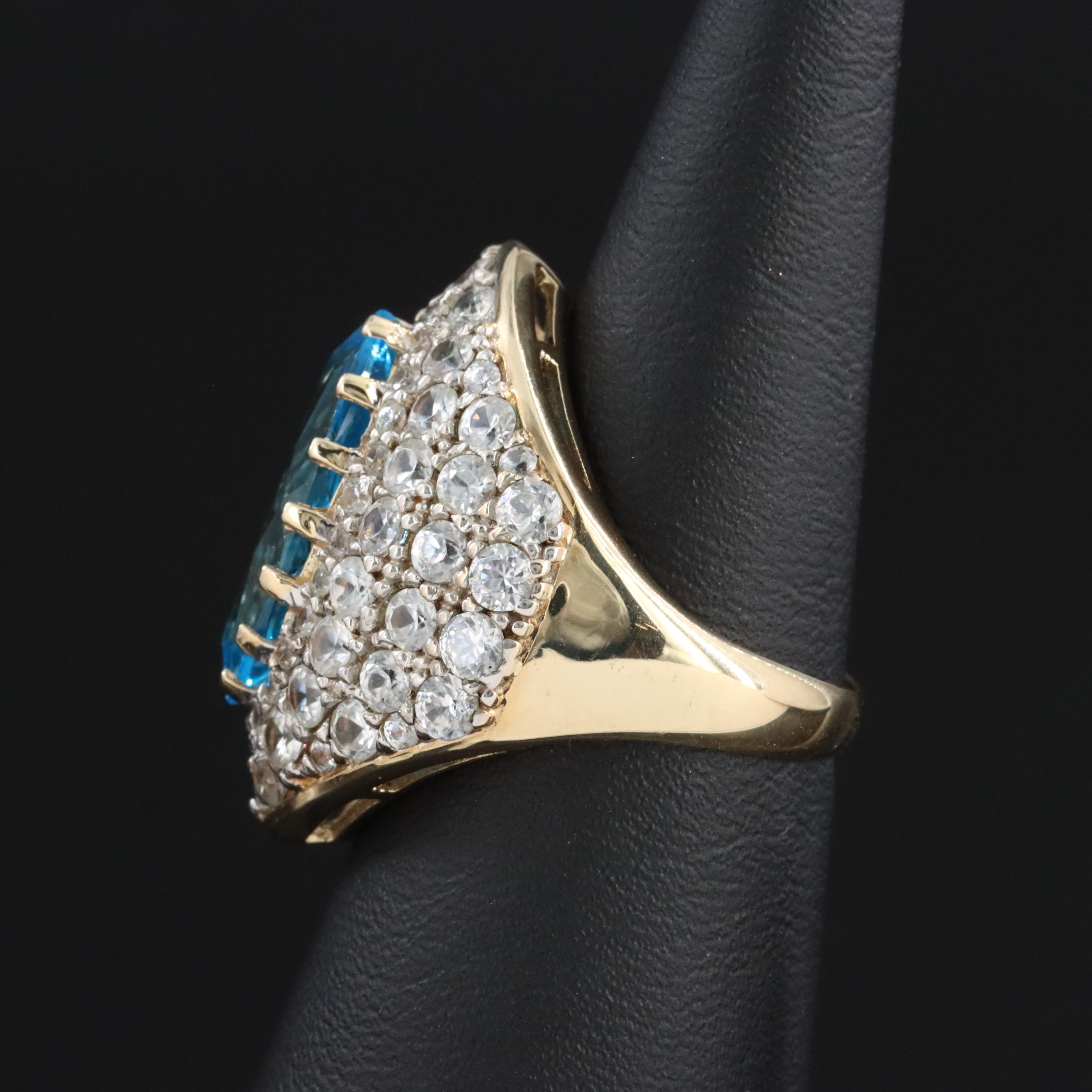 10K Topaz and White Zircon Ring
