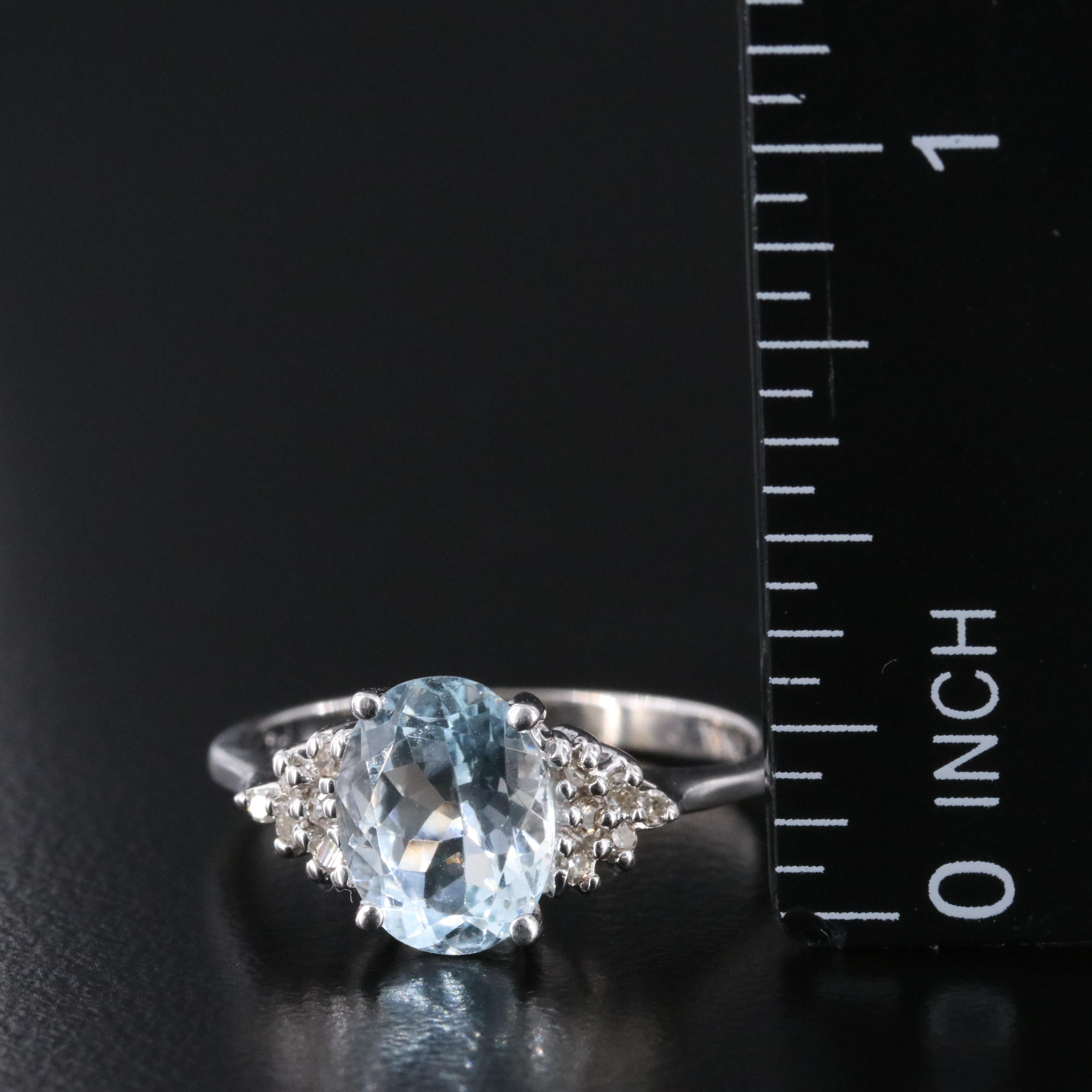10K Aquamarine and Diamond Ring
