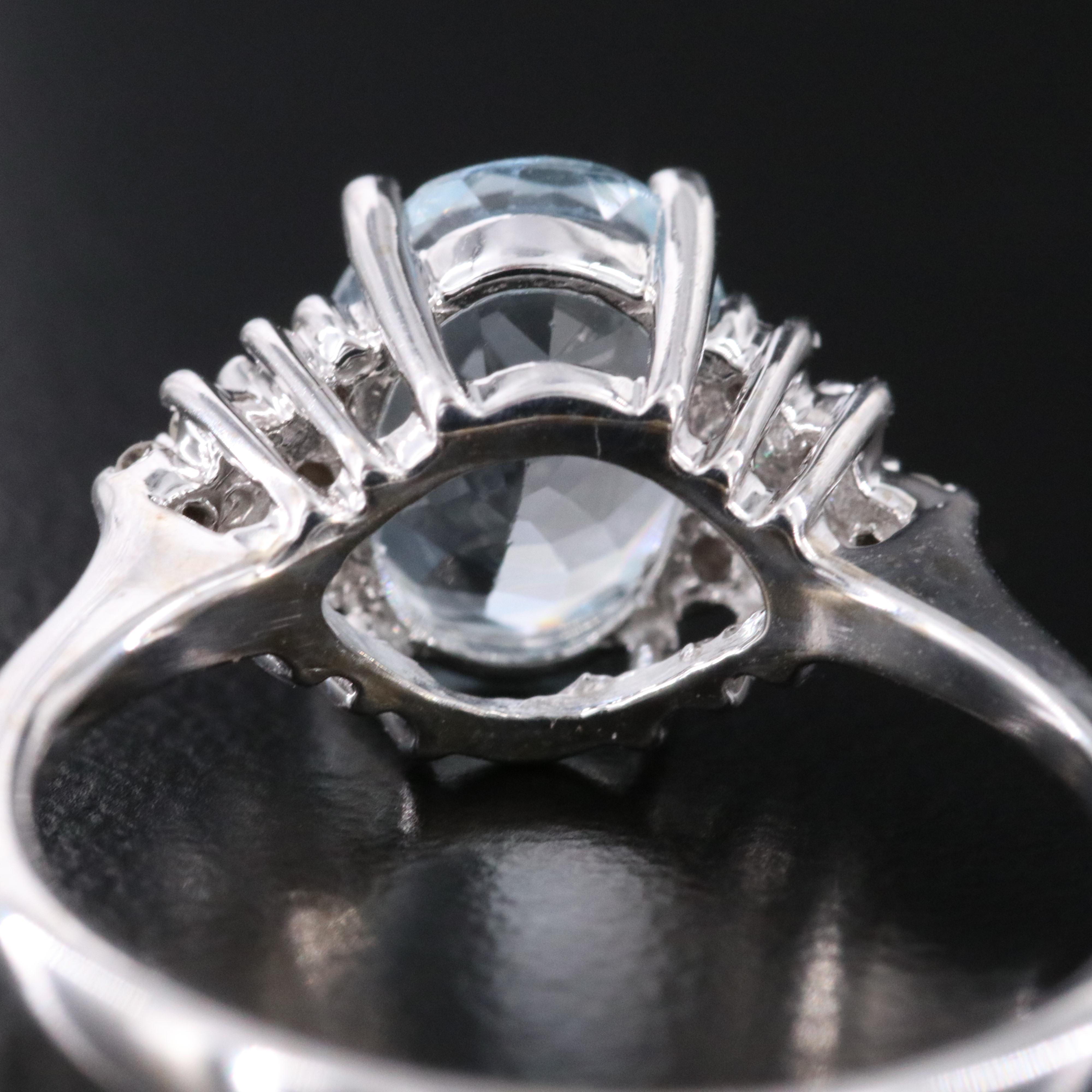 10K Aquamarine and Diamond Ring