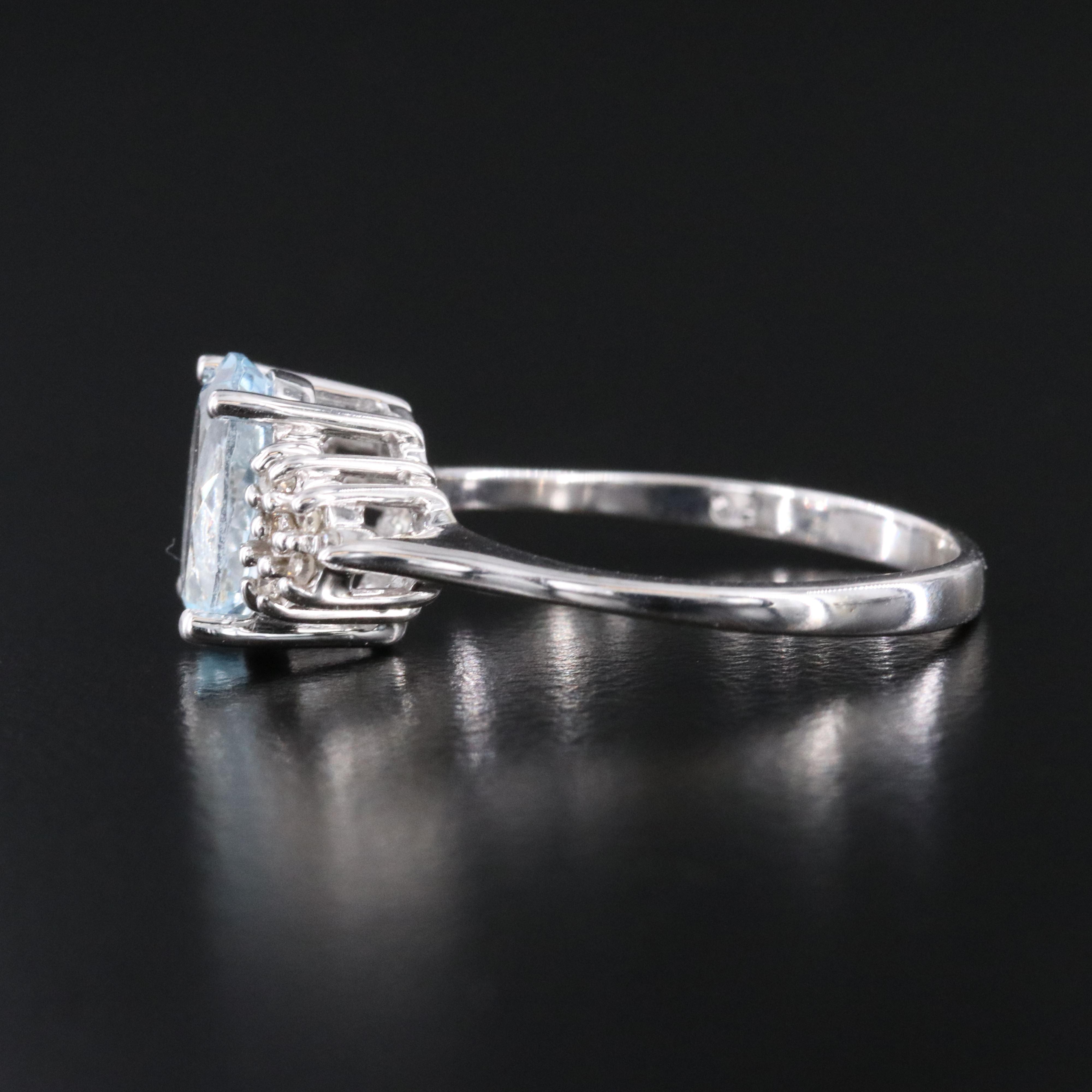 10K Aquamarine and Diamond Ring